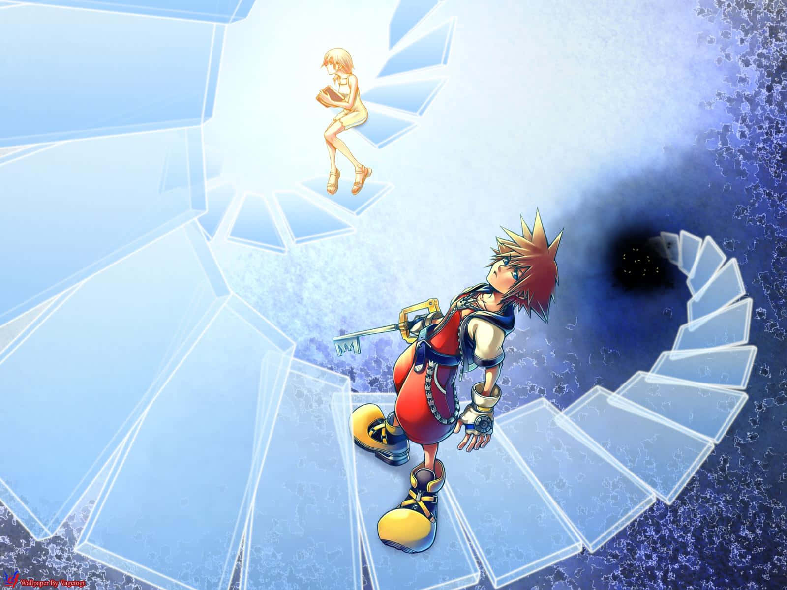 Kingdom Hearts Sora, spiky-haired anime boy, red and blue, HD Desktop Wallpaper