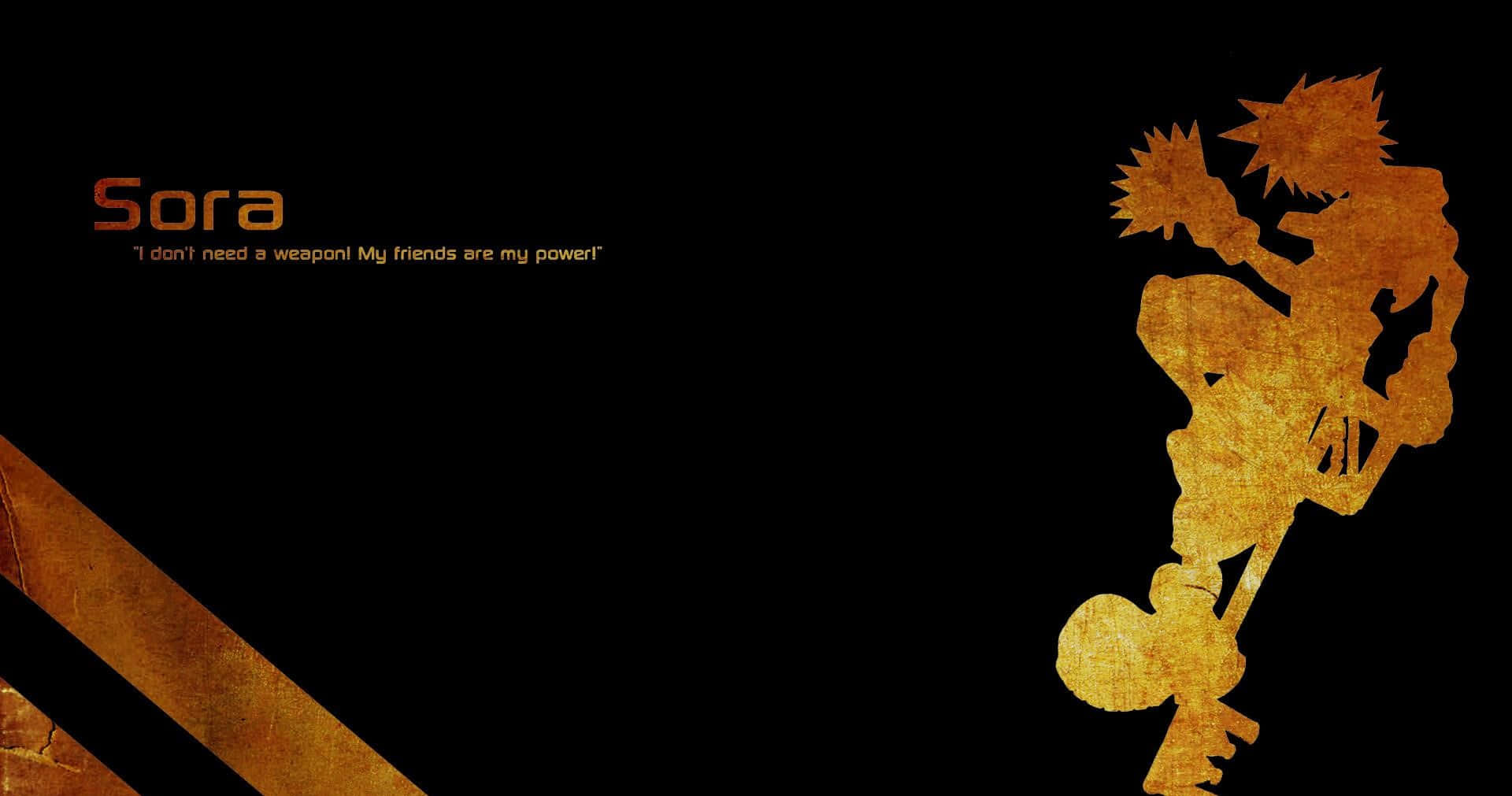 Sora, Kingdom Hearts, golden textured silhouette, Full HD Desktop Wallpaper