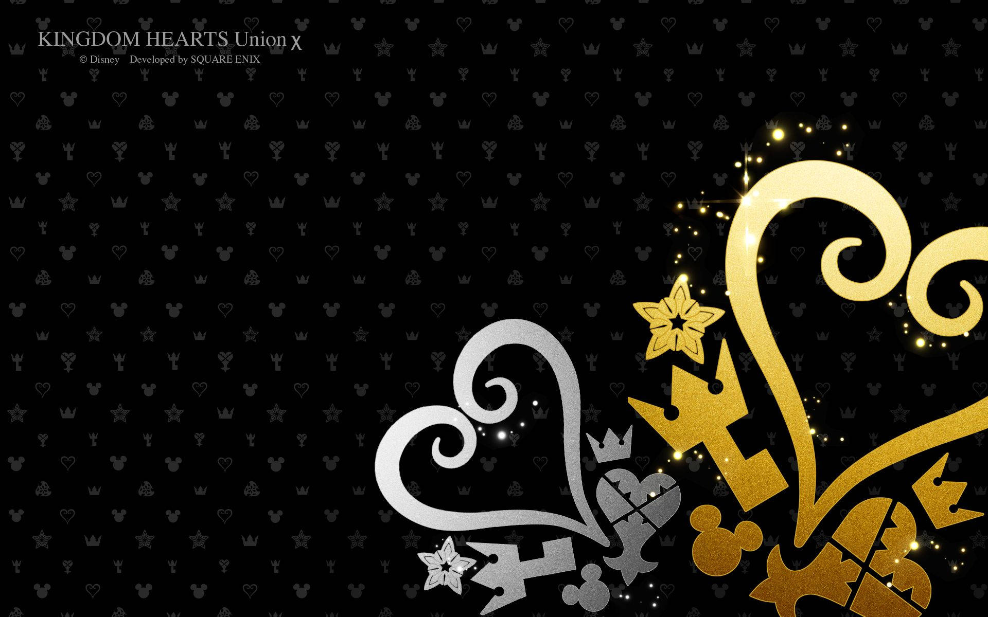 Kingdom Hearts, key-shaped hearts, silver, Full HD Desktop Wallpaper