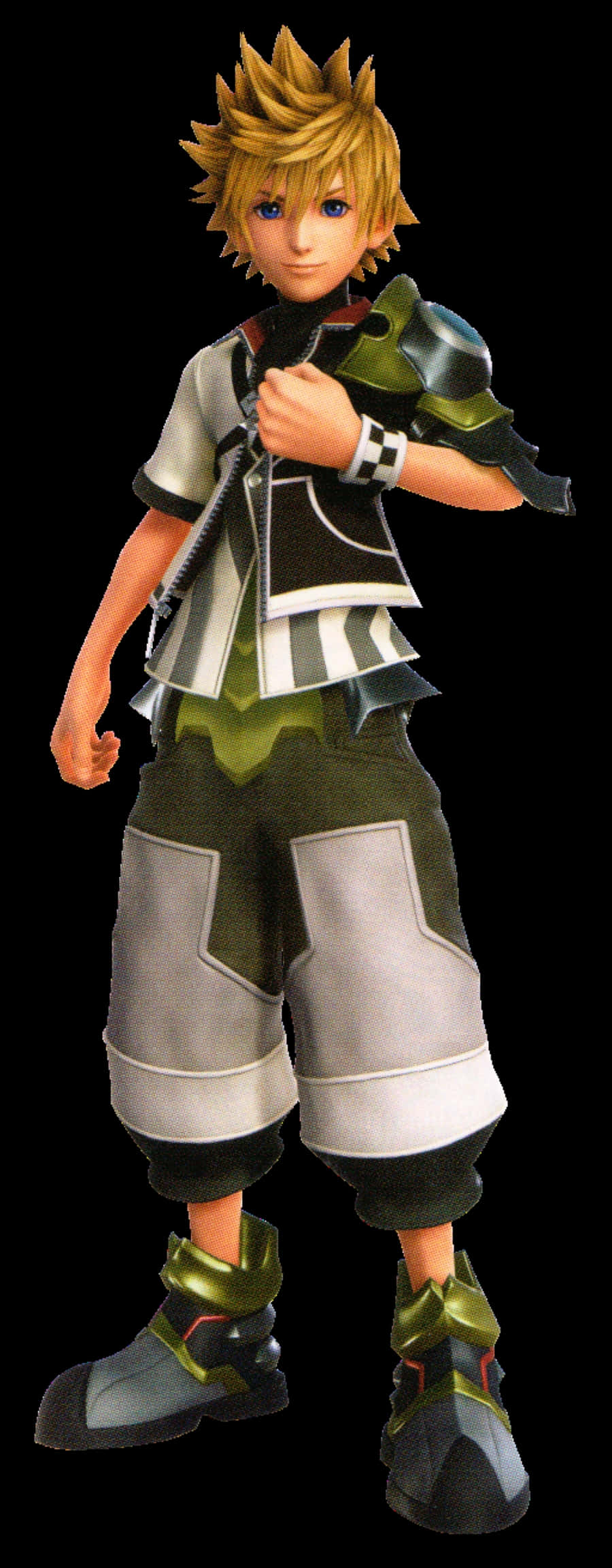 Kingdom Hearts Ventus, spiky-haired anime boy, green and silver armor, Full HD Phone Wallpaper