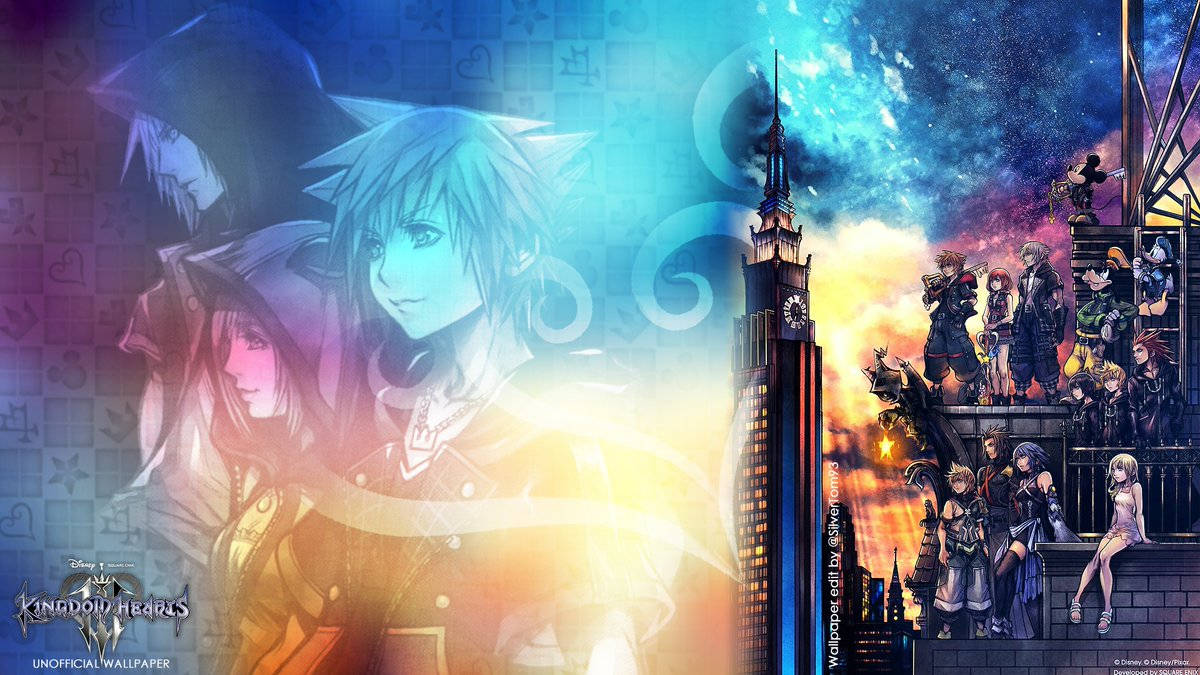 Kingdom Hearts 3, clock tower, twilight sky, SD Desktop Wallpaper