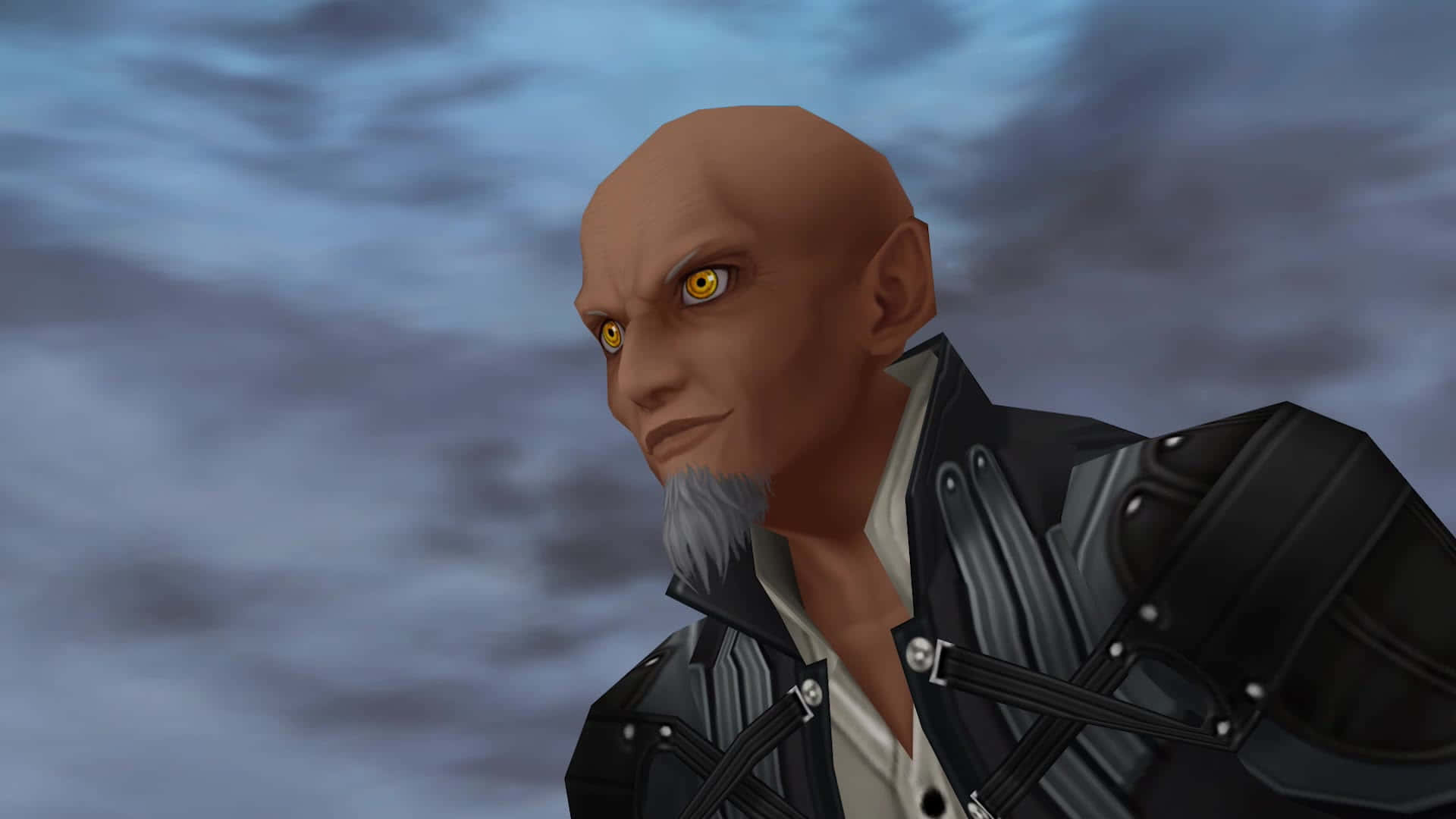Kingdom Hearts Xehanort, bald animated character, glowing yellow eyes, Full HD Desktop Wallpaper