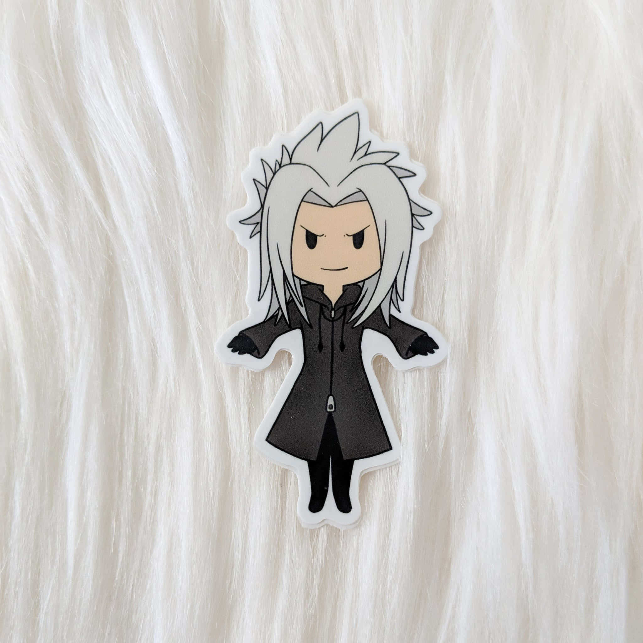 Kingdom Hearts Xemnas, chibi anime sticker, spiky white hair, Full HD Desktop Wallpaper