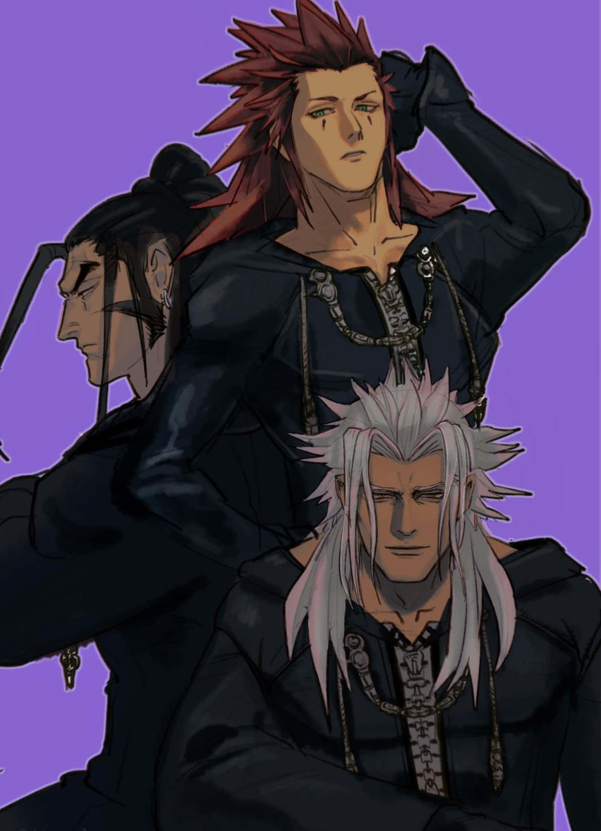 Kingdom Hearts Xemnas, spiky hair, dark outfits, HD Phone Wallpaper