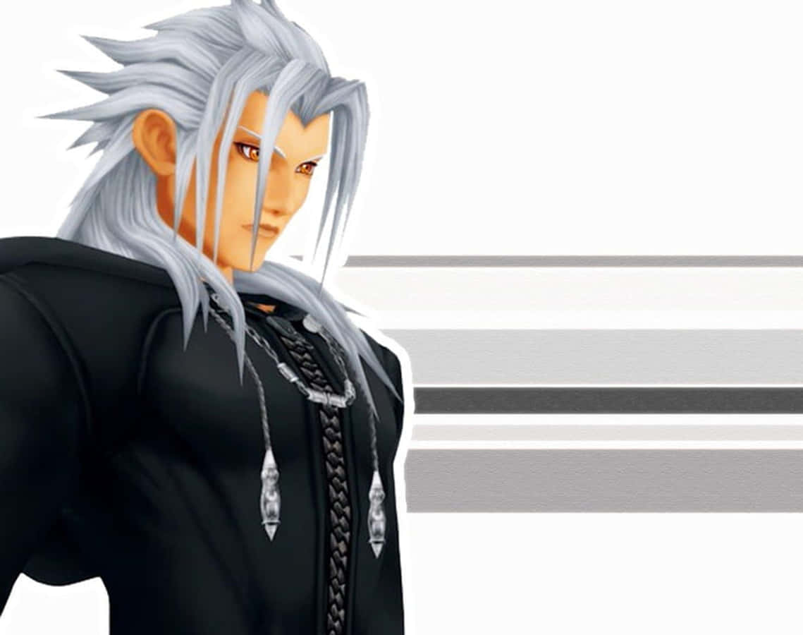 Kingdom Hearts Xemnas, spiky silver hair, amber eyes, SD Desktop Wallpaper