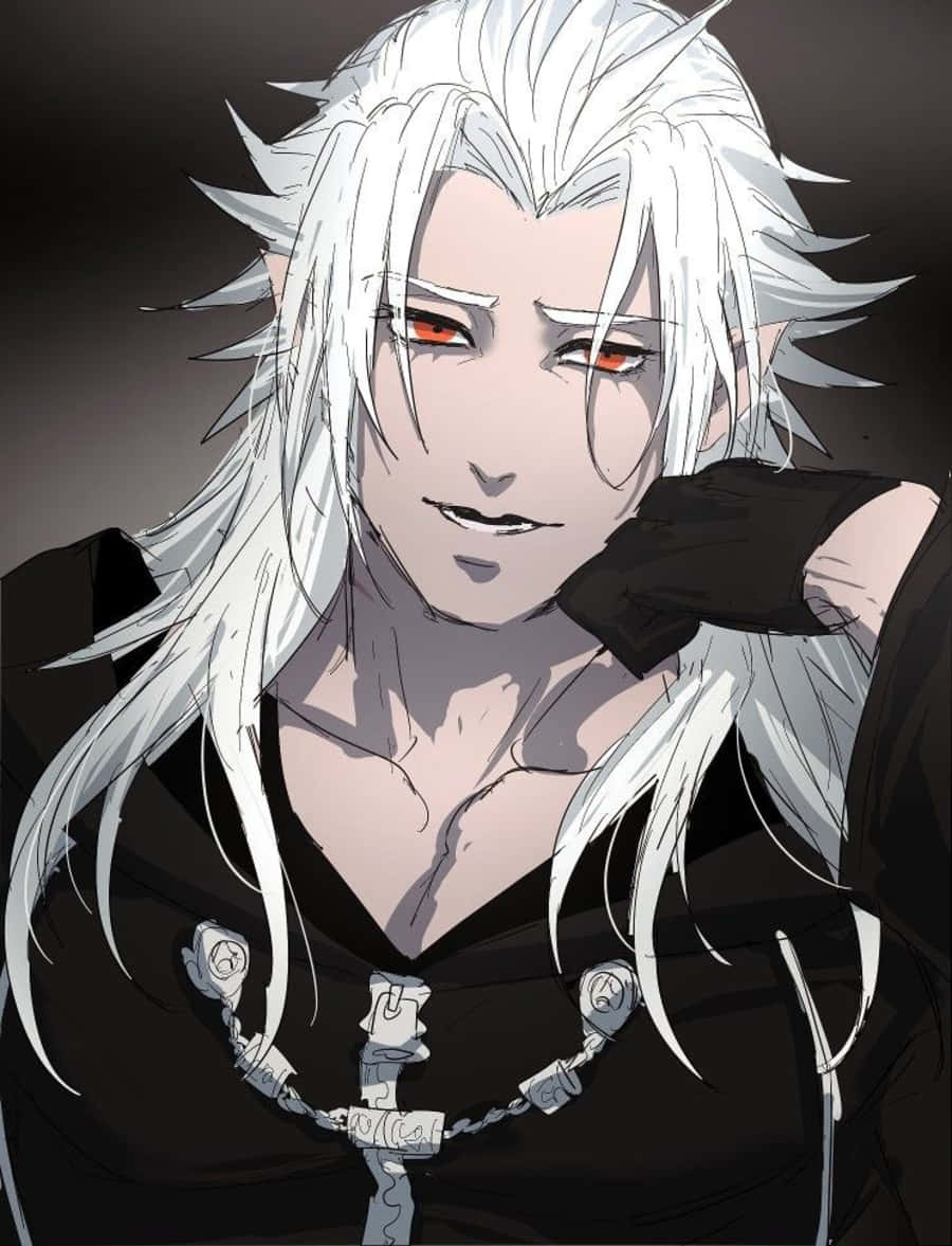 Kingdom Hearts Xemnas, spiky white hair, glowing red eyes, SD Phone Wallpaper
