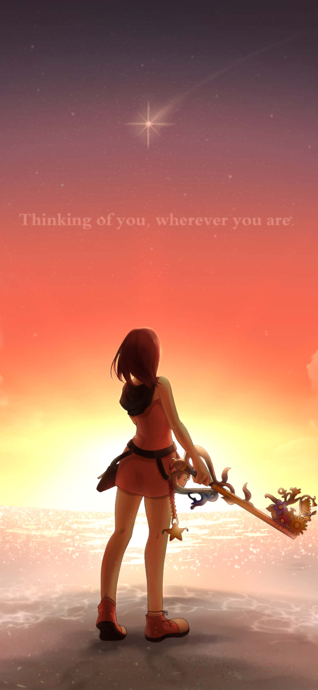Kingdom Hearts, red hair, beach, Full HD Phone Wallpaper