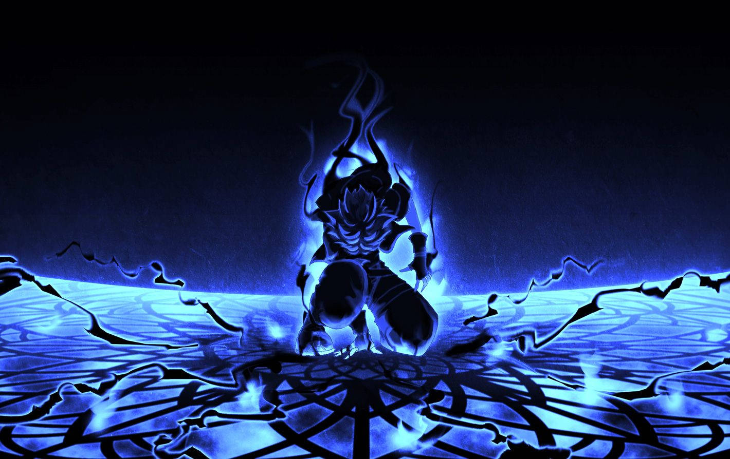 Kingdom Hearts, anime warrior, glowing blue energy field, HD Desktop Wallpaper