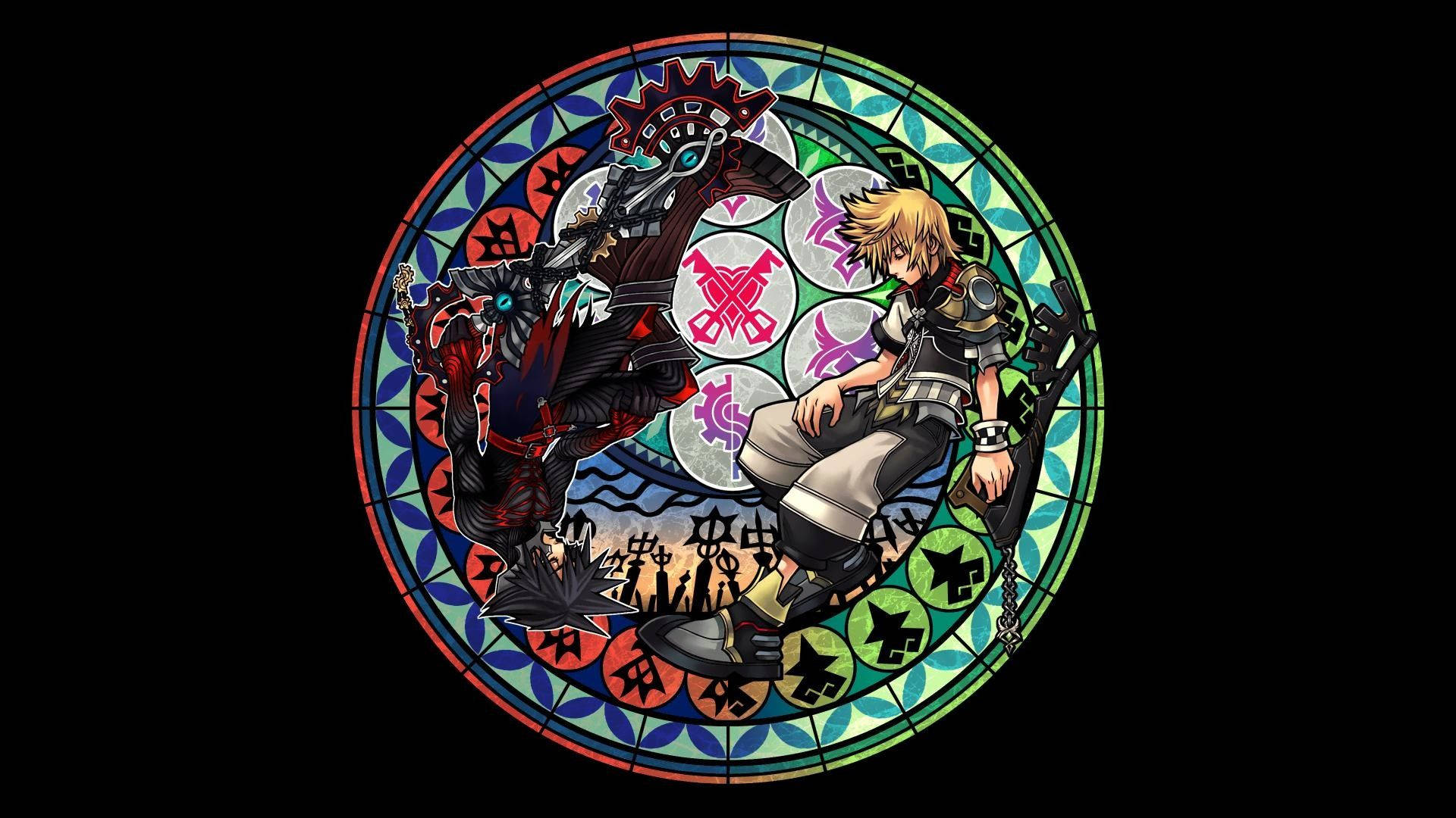 Kingdom Hearts, anime characters, stained glass window, Full HD Desktop Wallpaper
