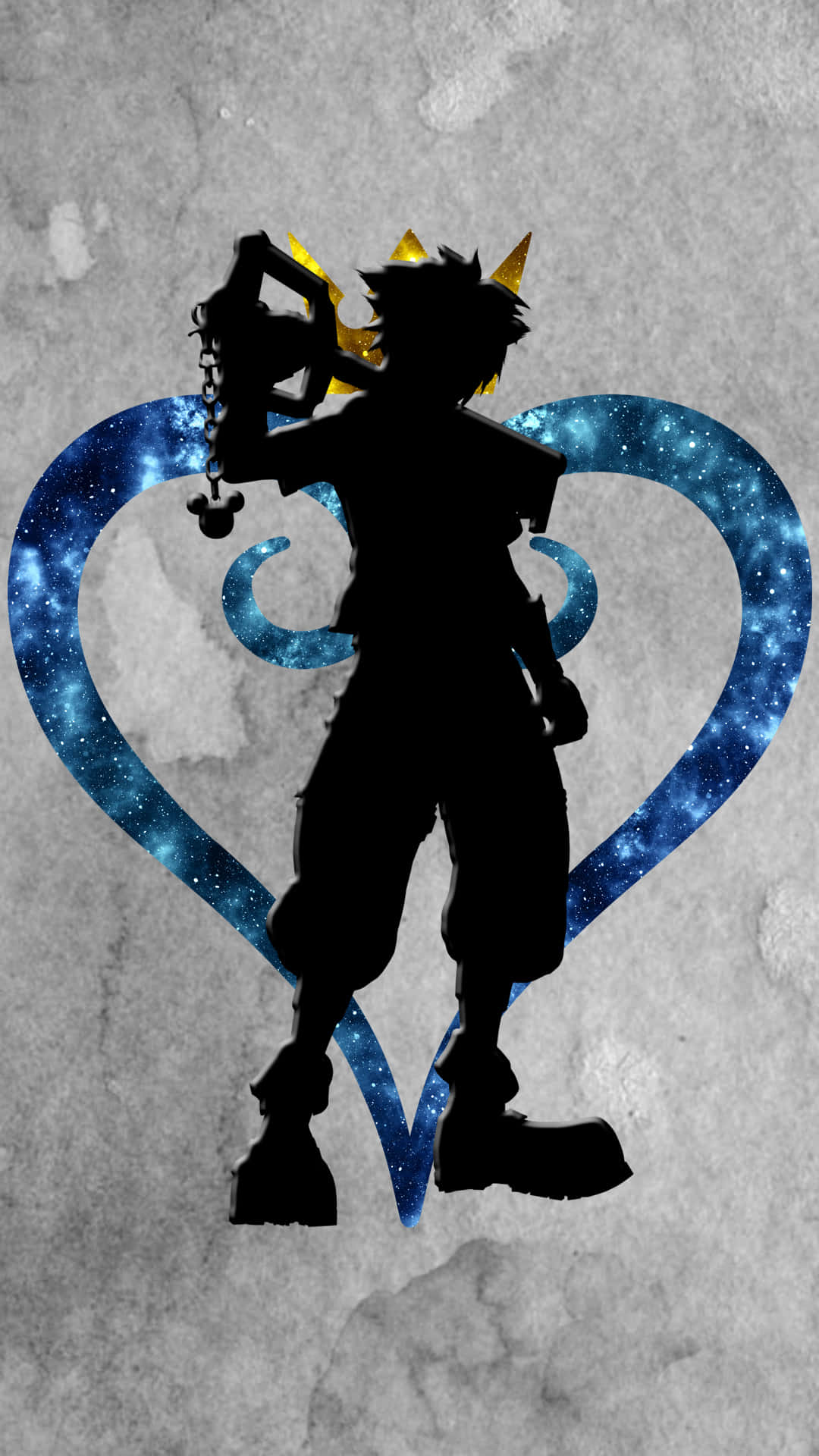 Kingdom Hearts, boy silhouette, crowned figure, Full HD Phone Wallpaper