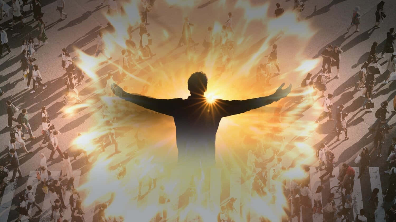 Kingdom Of God, silhouetted figure, golden light, HD Desktop Wallpaper