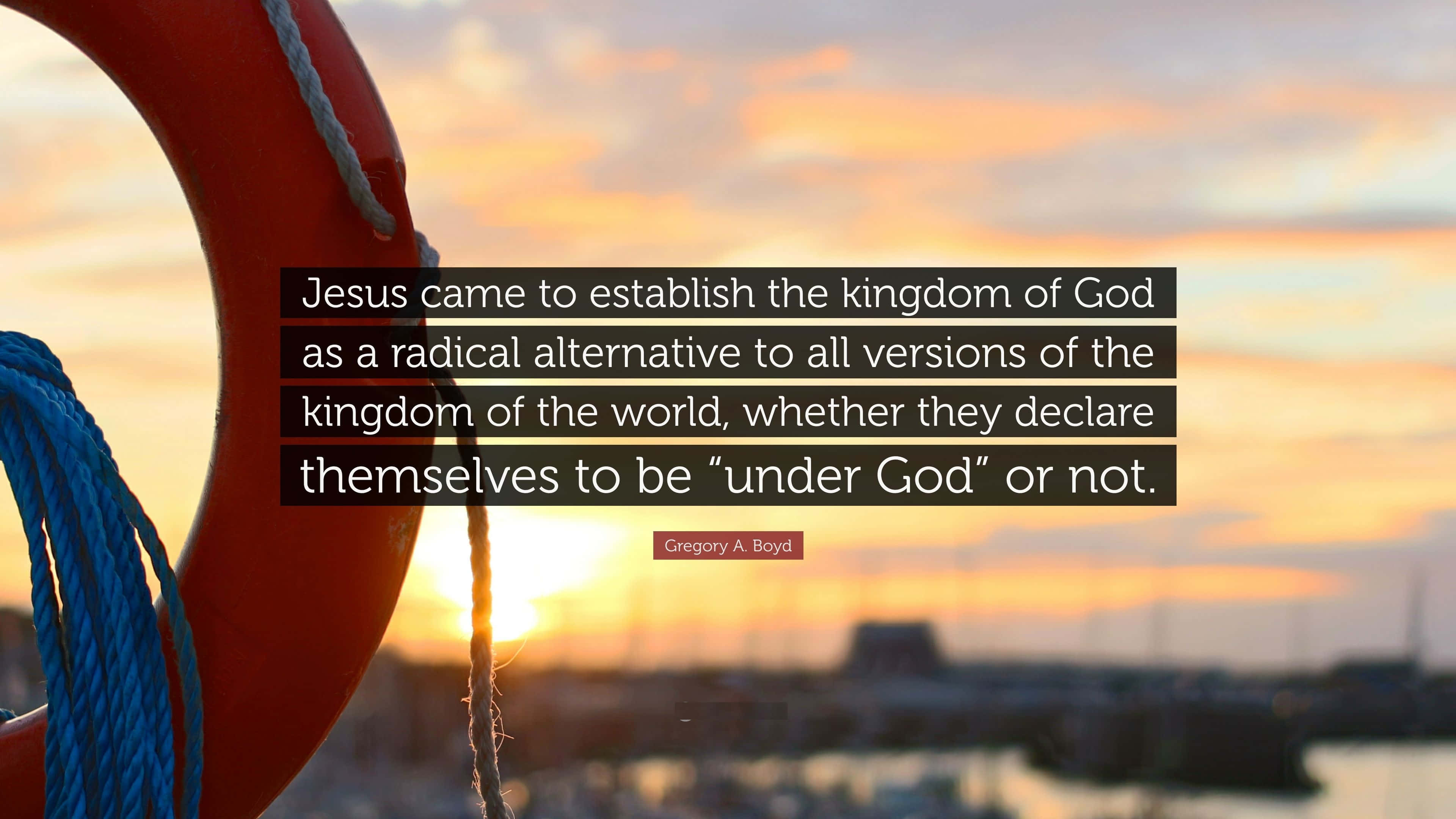 Kingdom Of God, red lifebuoy, blue rope, 4K Desktop Wallpaper