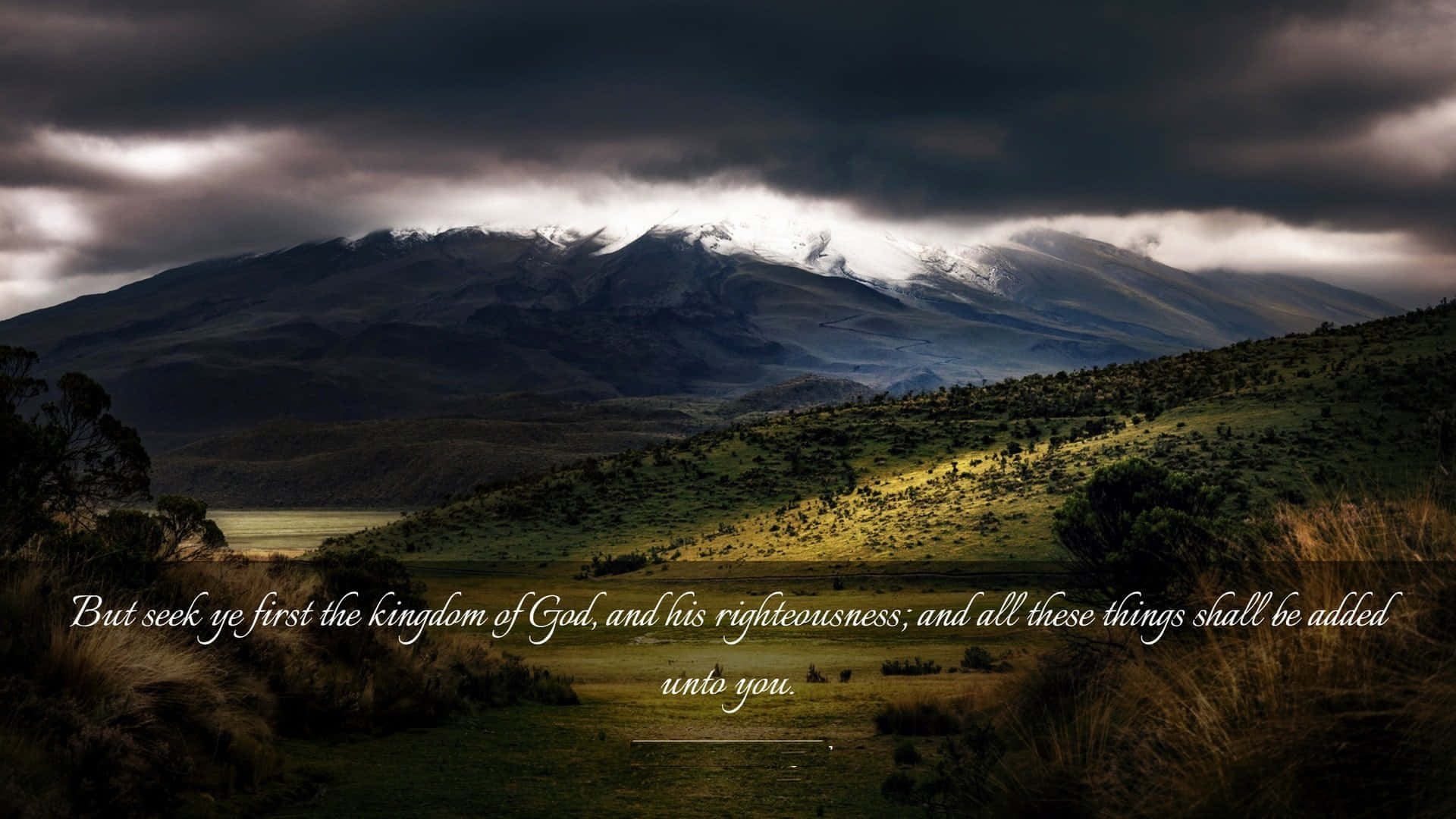 Kingdom Of God, snow-capped mountain, dramatic storm clouds, Full HD Desktop Wallpaper