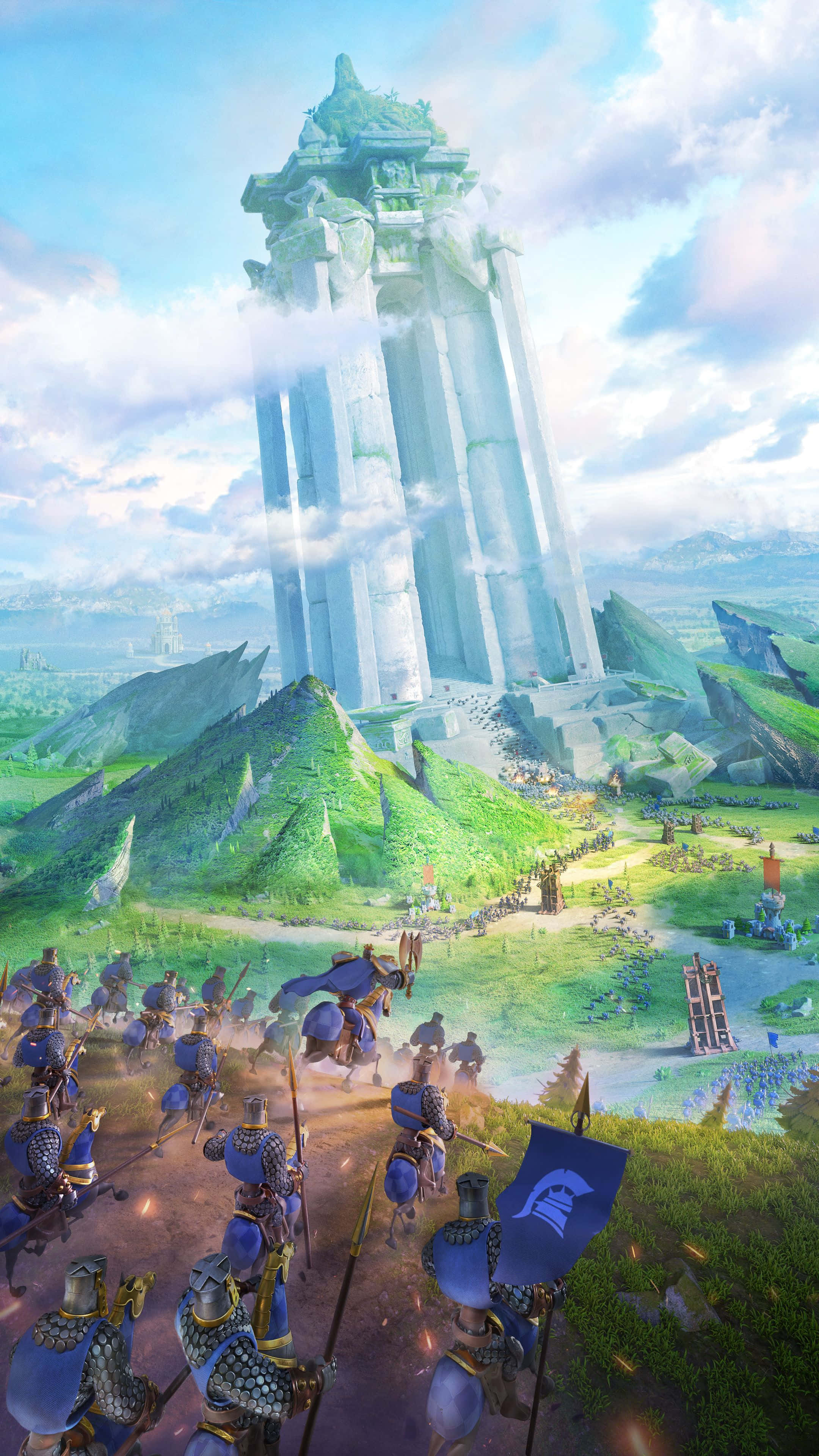 Kingdom, ancient monument, green hills, 4K Phone Wallpaper