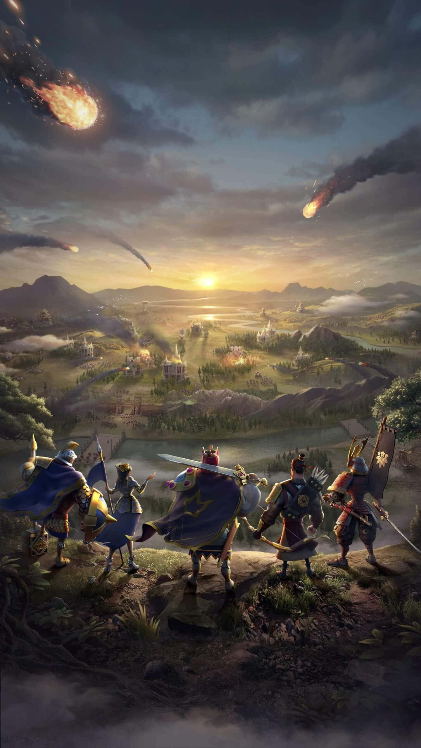 Kingdom, fantasy warriors, cliff, 2K Phone Wallpaper