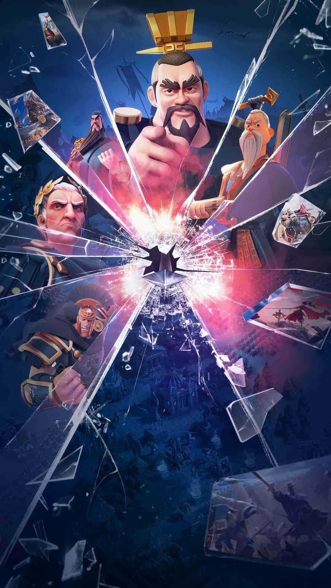 Kingdom, shattered glass effect, dark blue background, Full HD Phone Wallpaper