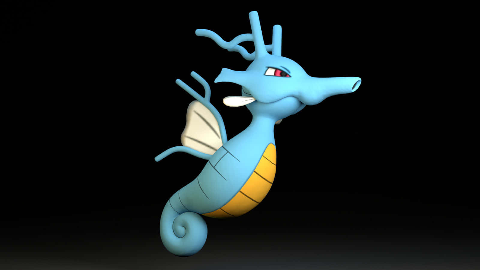 Kingdra, blue seahorse, yellow stripes, HD Desktop Wallpaper