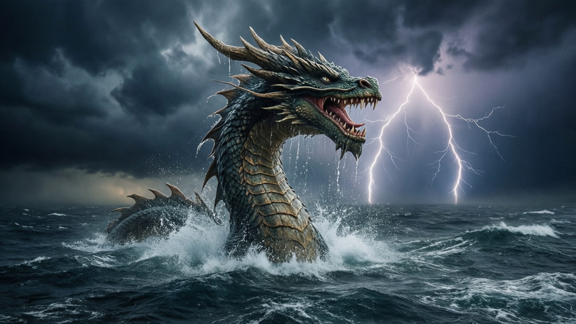 Kingdra, Stormy Seas, tempestuous ocean, Full HD Desktop Wallpaper