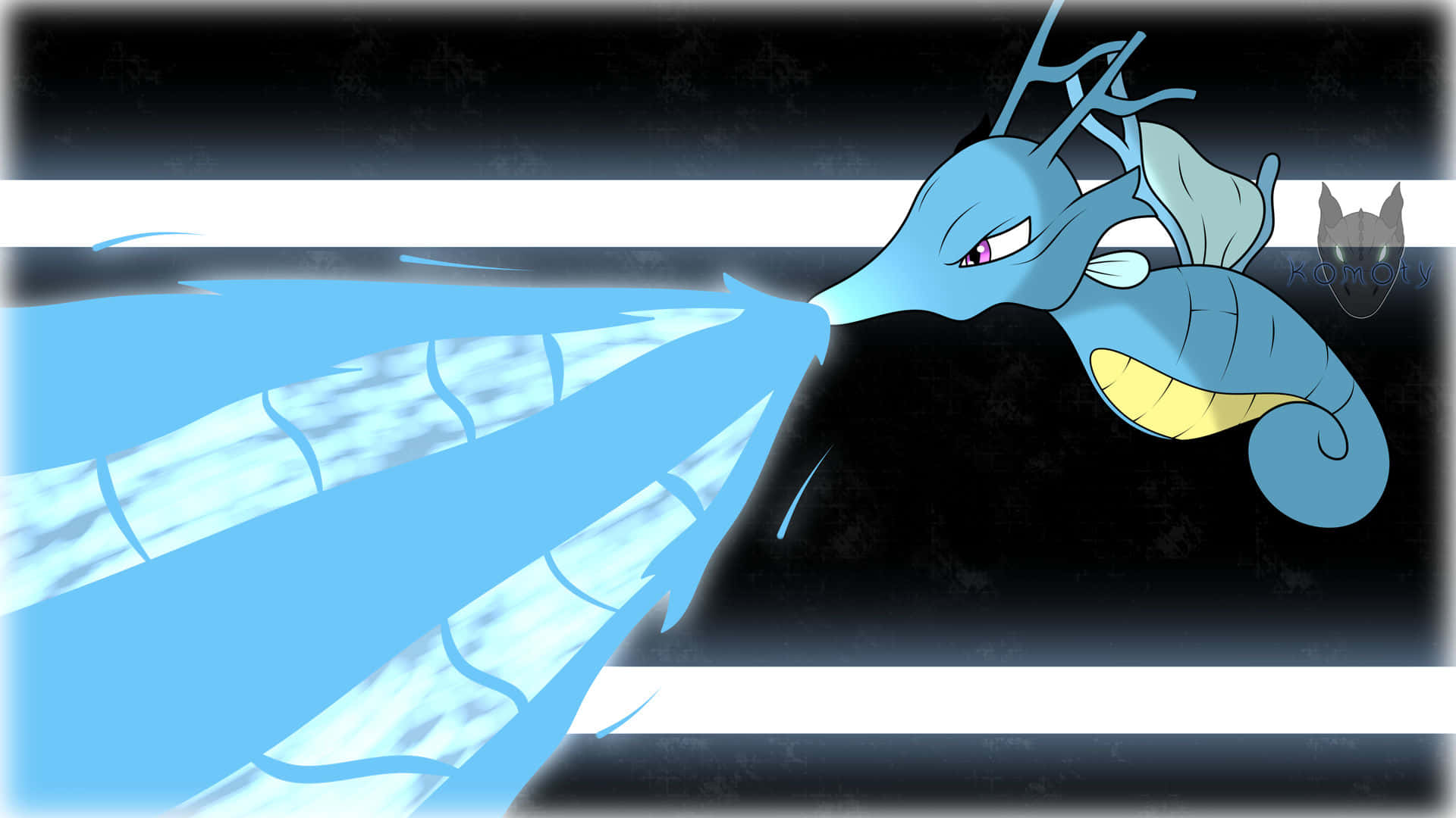 Kingdra, blue seahorse anime character, icy breath, Full HD Desktop Wallpaper