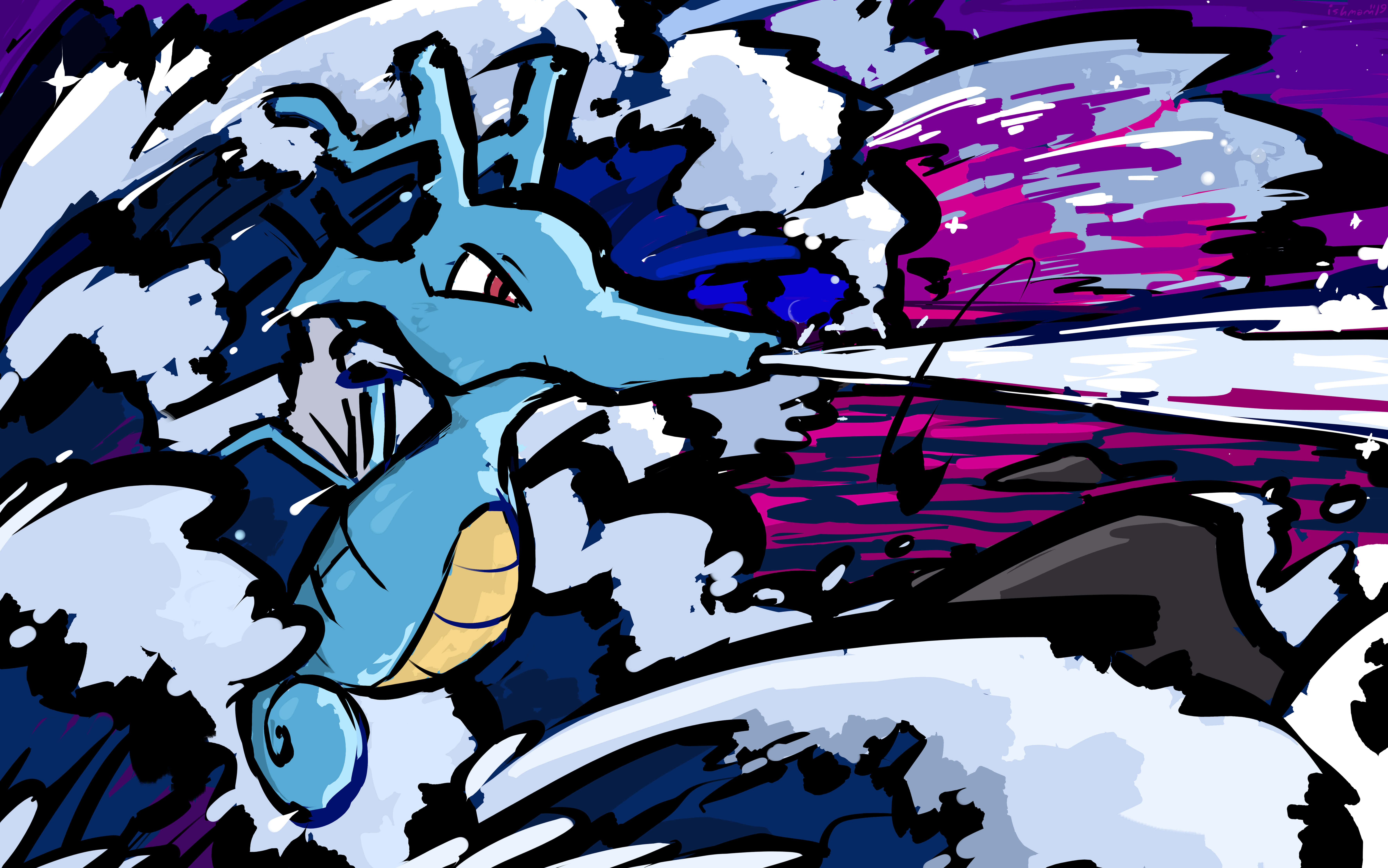 Kingdra, blue, cartoon, 5K Desktop Wallpaper