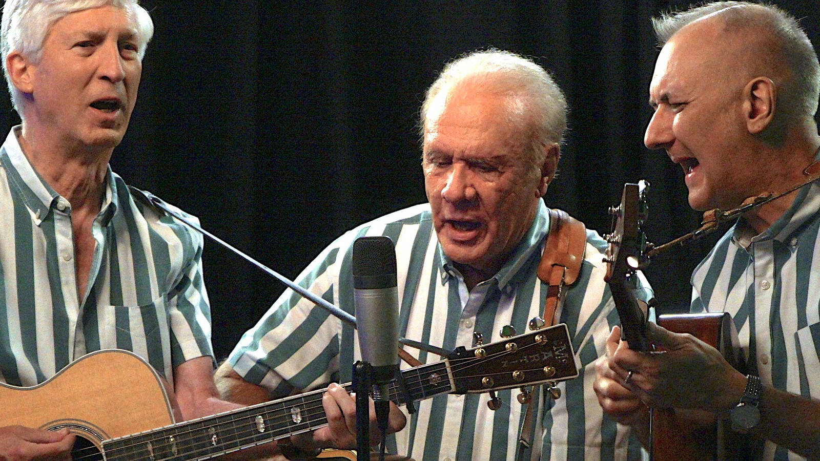 The Kingston Trio, striped shirts, acoustic guitars, HD Desktop Wallpaper