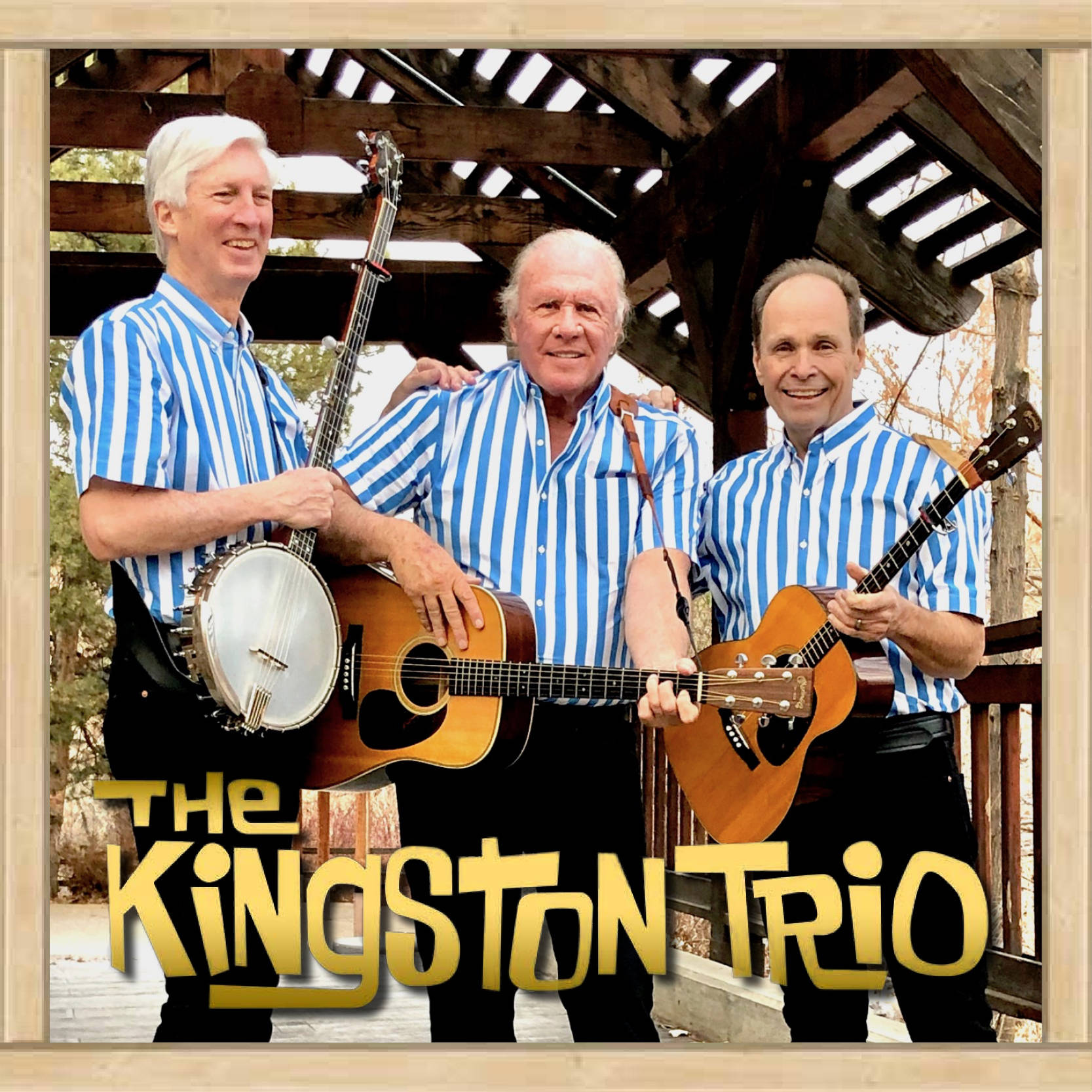 Kingston Trio, blue and white striped shirts, banjo guitar, HD Desktop Wallpaper