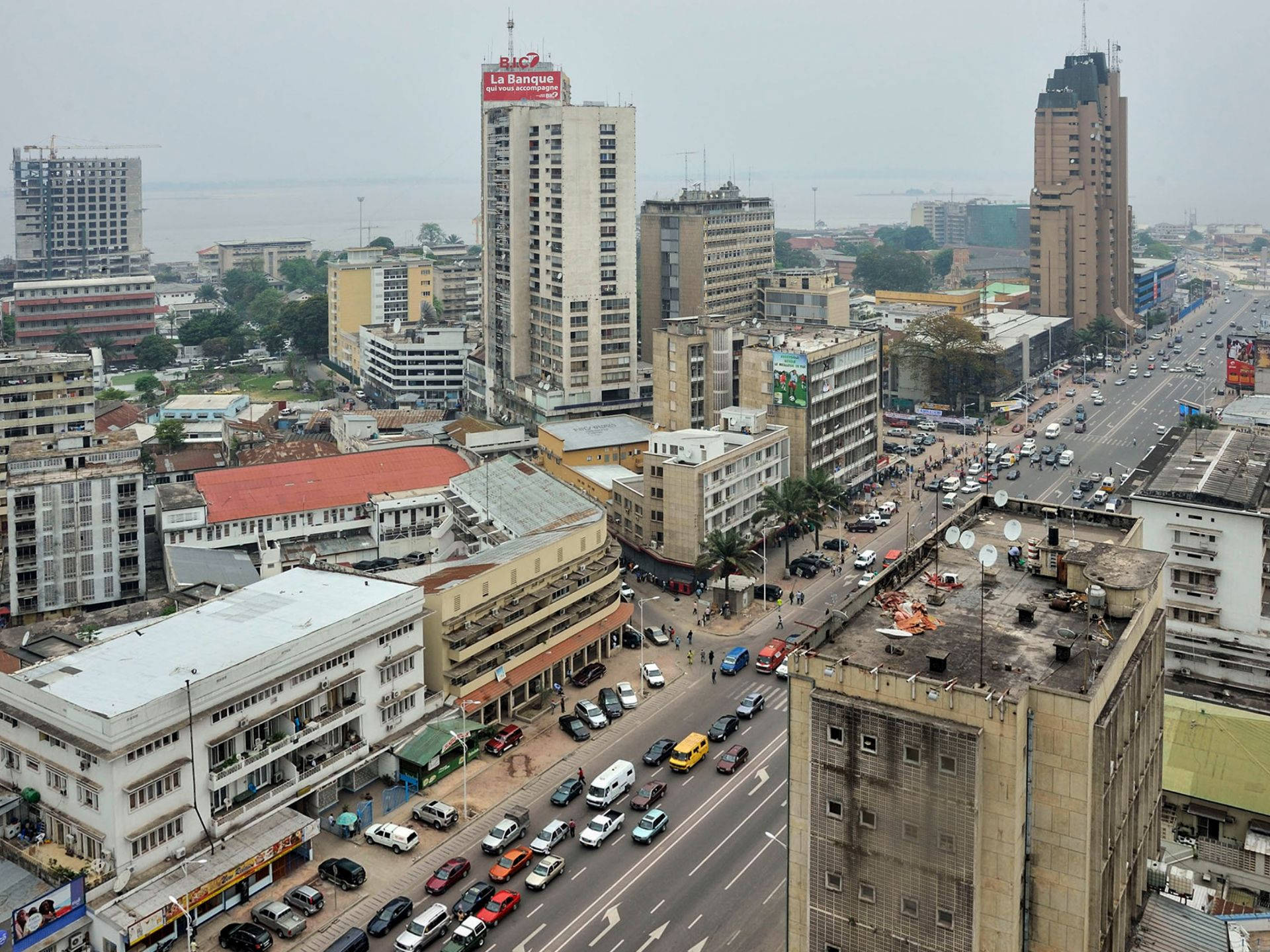 Kinshasa, highway, aerial view, Full HD Desktop Wallpaper