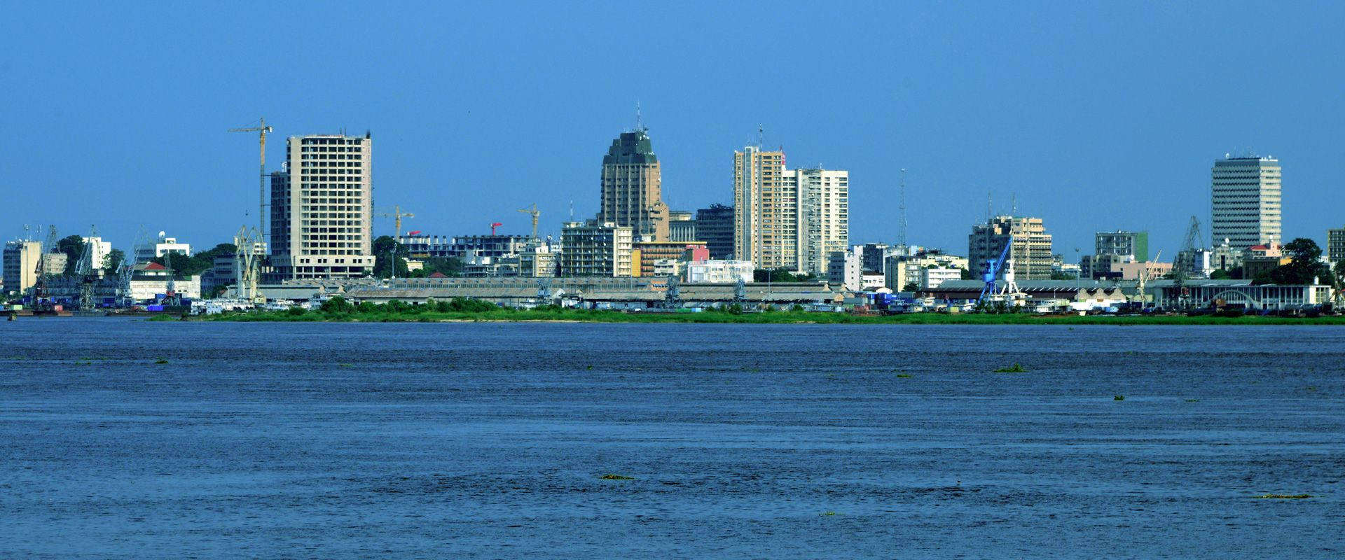 Kinshasa, blue skies, river, Full HD Desktop Wallpaper