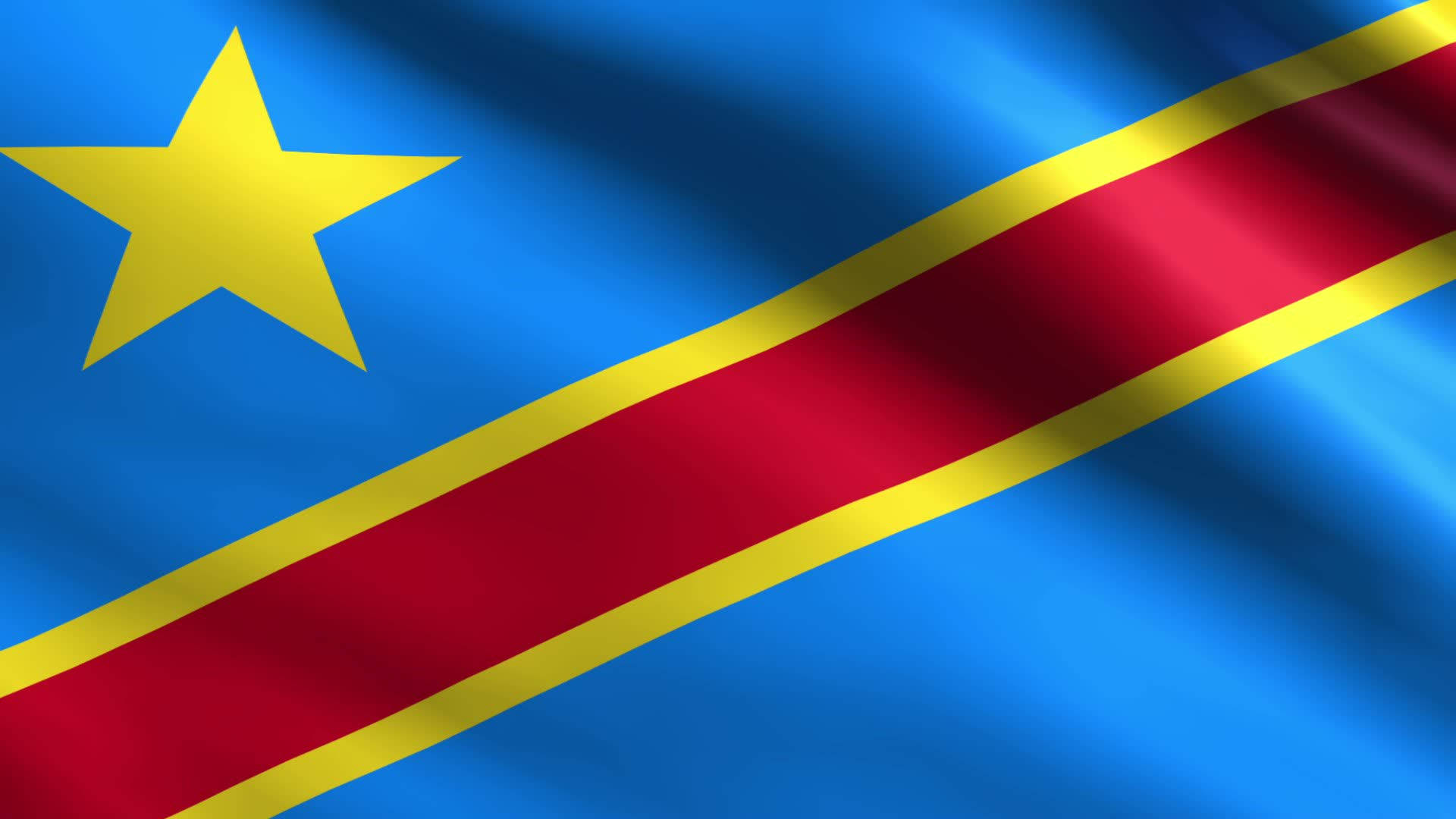 Kinshasa, blue flag, red diagonal stripe, Full HD Desktop Wallpaper