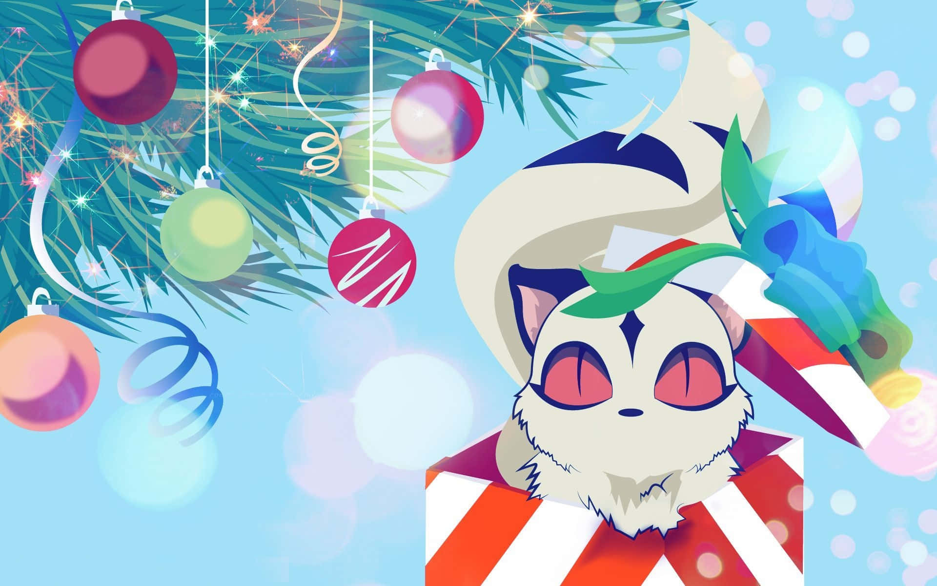 Kirara, starry night sky, white cat, Full HD Desktop Wallpaper