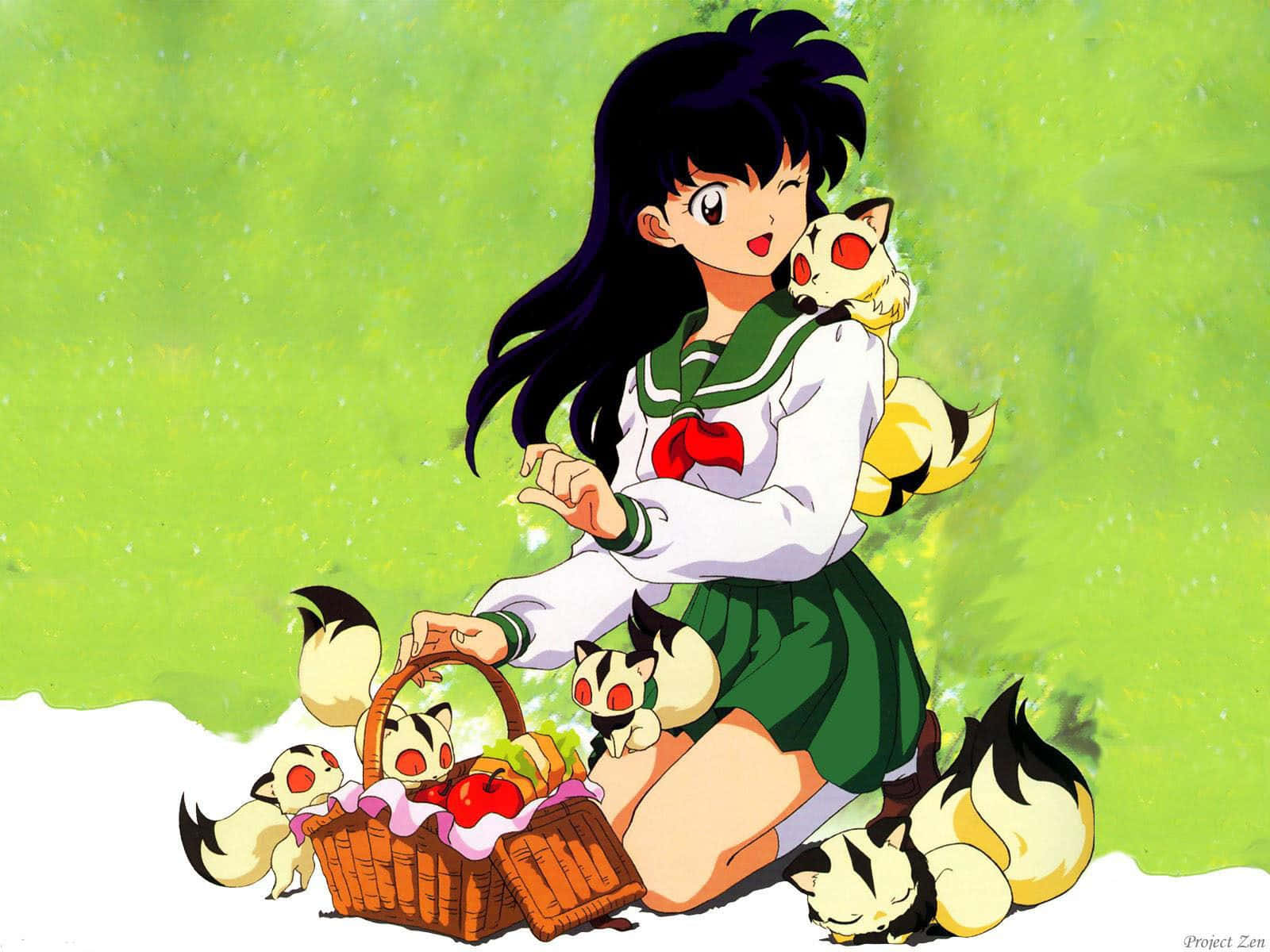 Kirara, anime girl, green school uniform, HD Desktop Wallpaper