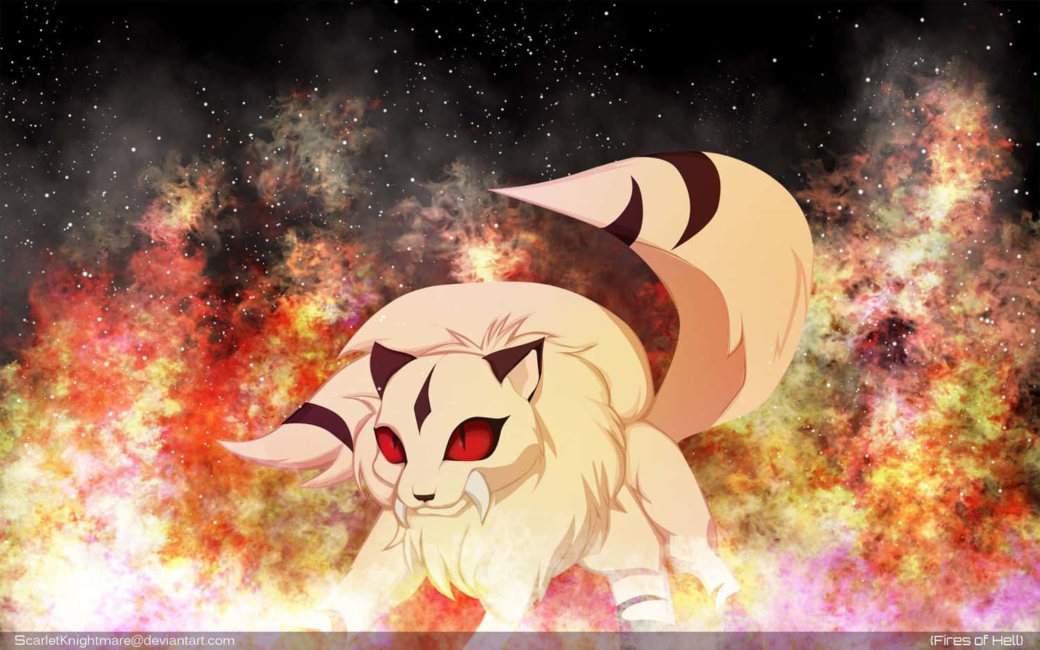 Kirara, white fox, red eyes, HD Desktop Wallpaper