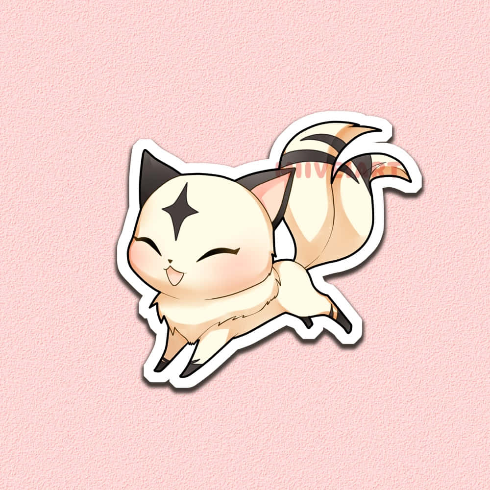 Kirara, anime-style cat sticker, star on its forehead, SD Desktop Wallpaper