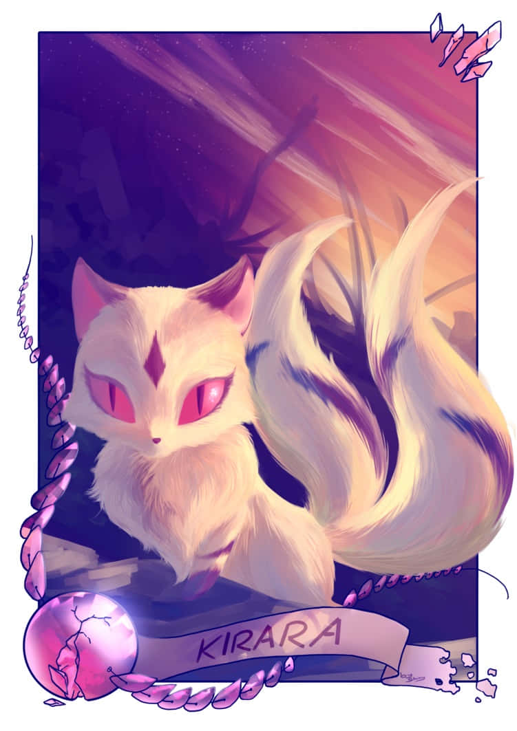 Kirara, nine-tailed fox, glowing red eyes, SD Phone Wallpaper