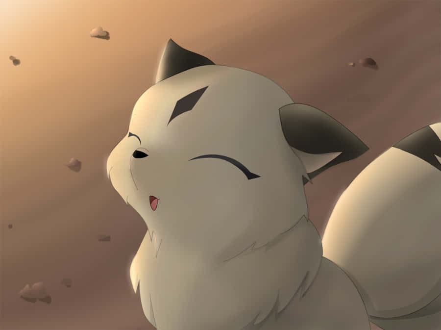 Kirara, sunset, fluffy white anime fox, SD Desktop Wallpaper