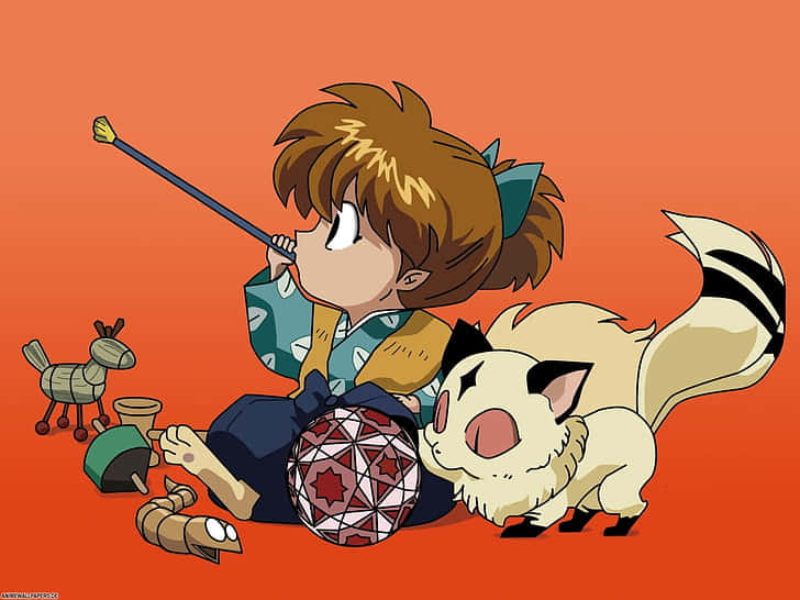 Kirara, chibi anime boy, kimono, SD Desktop Wallpaper