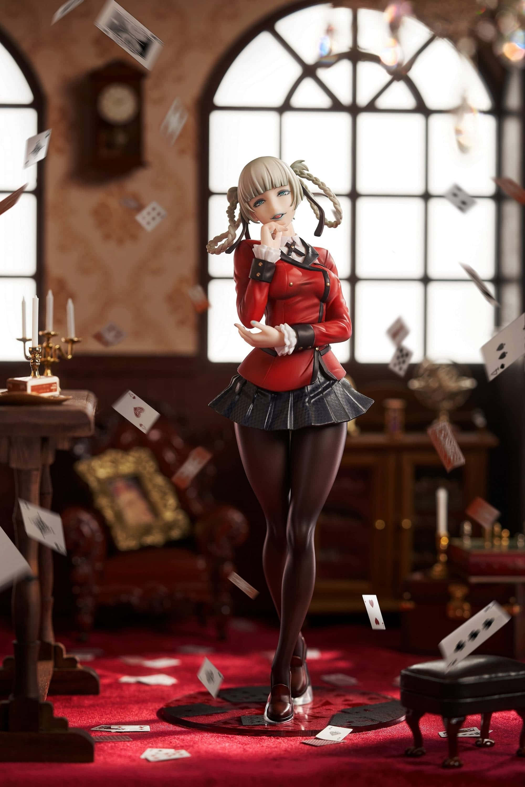 Kirari Momobami, blonde girl, red jacket, 2K Phone Wallpaper