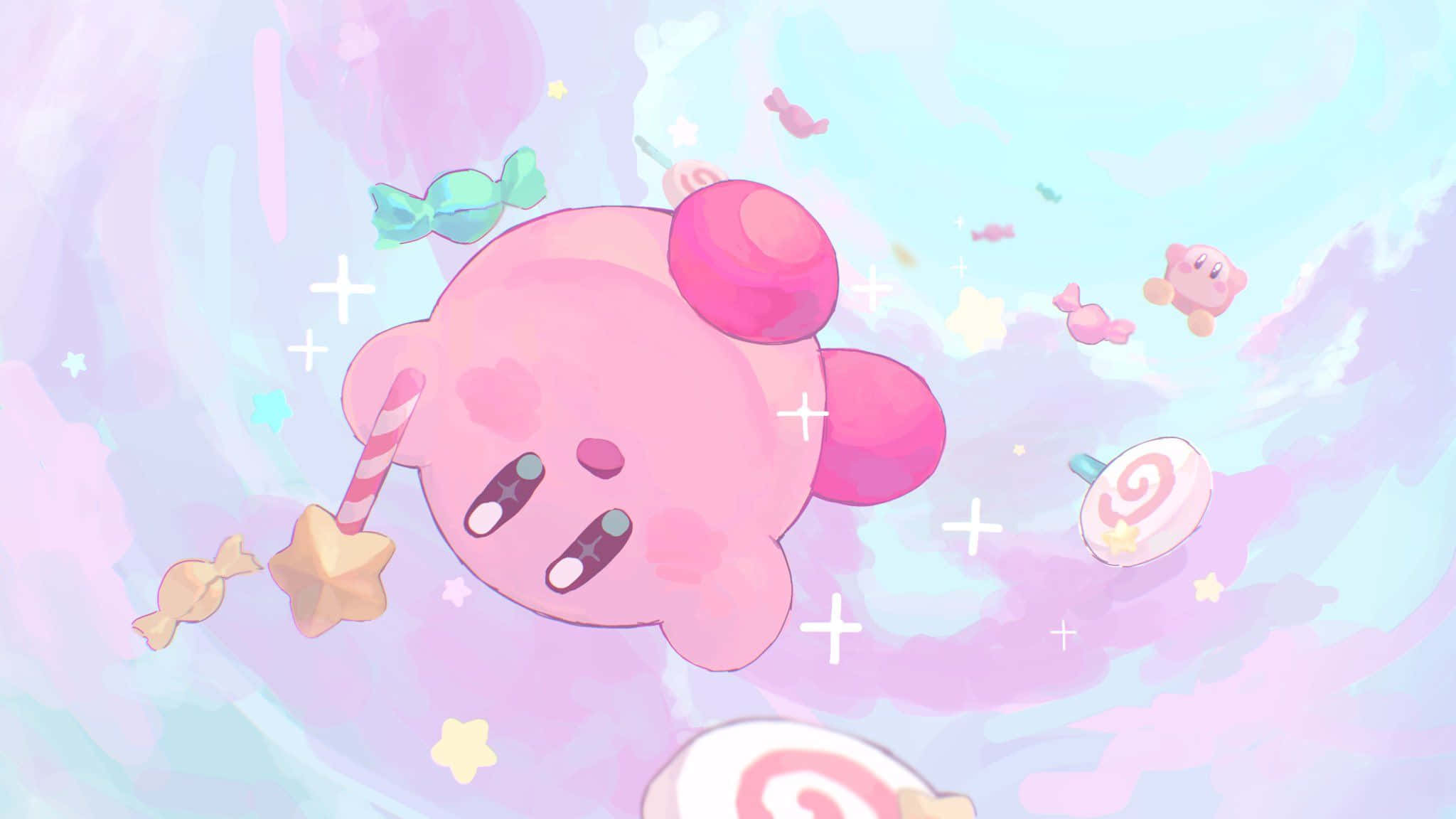 Kirby, kawaii aesthetic, pastel sky, Full HD Desktop Wallpaper