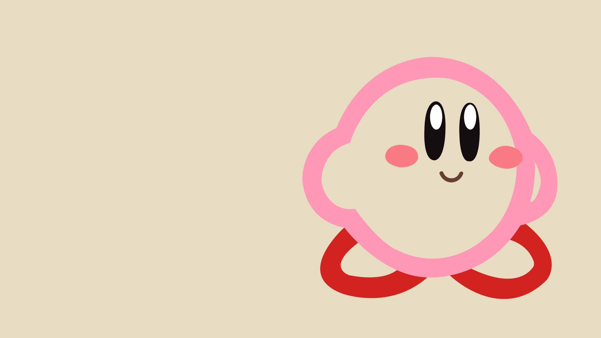 Kirby, pink cartoon character, big eyes, Full HD Desktop Wallpaper
