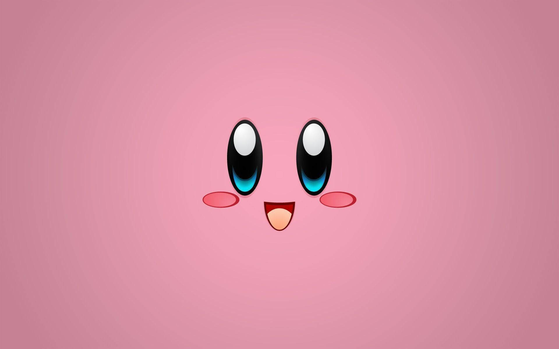 Kirby, pink, big blue eyes, Full HD Desktop Wallpaper
