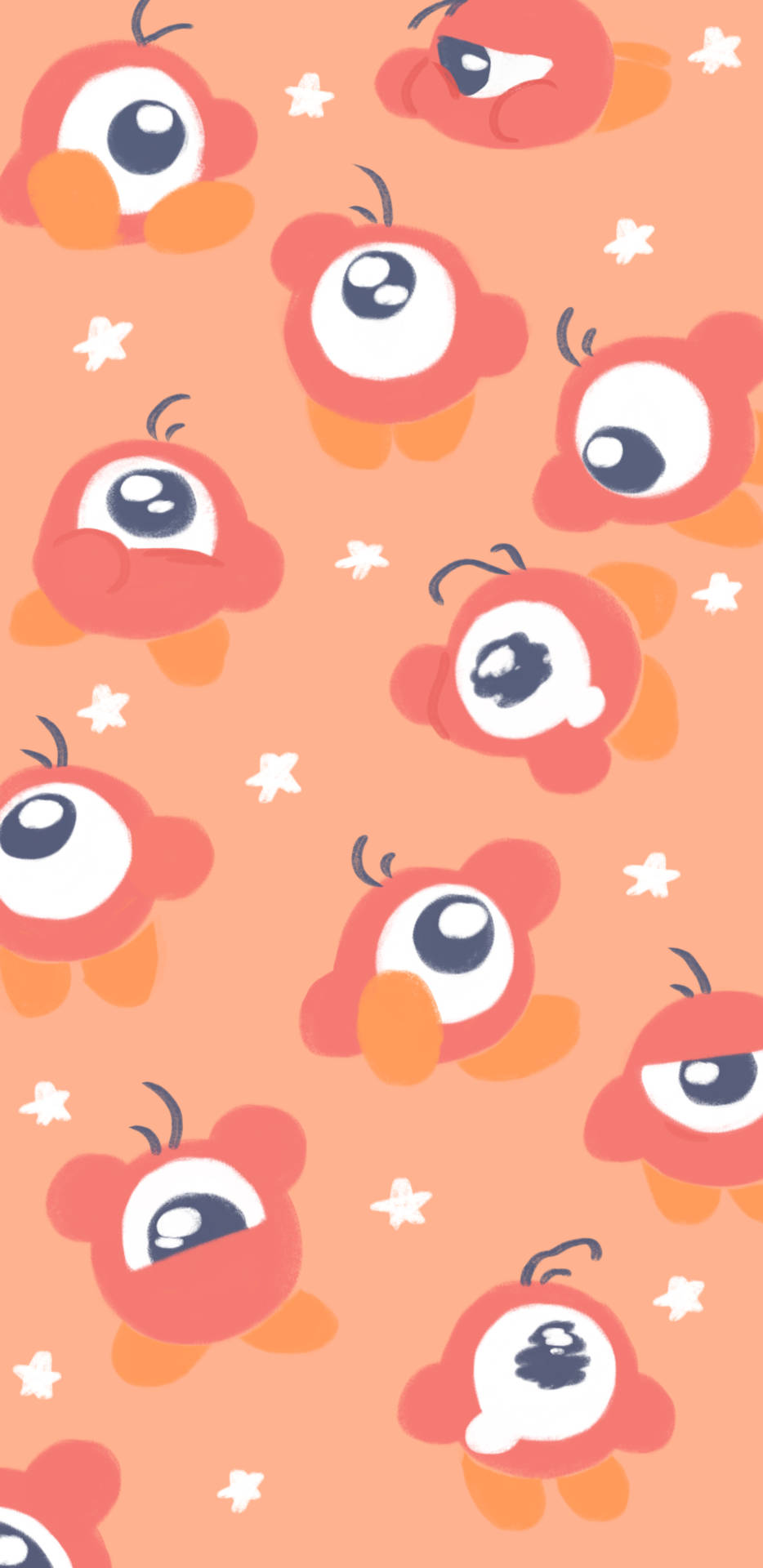 Kirby, cool pink aesthetic, soft peach background, Full HD Phone Wallpaper