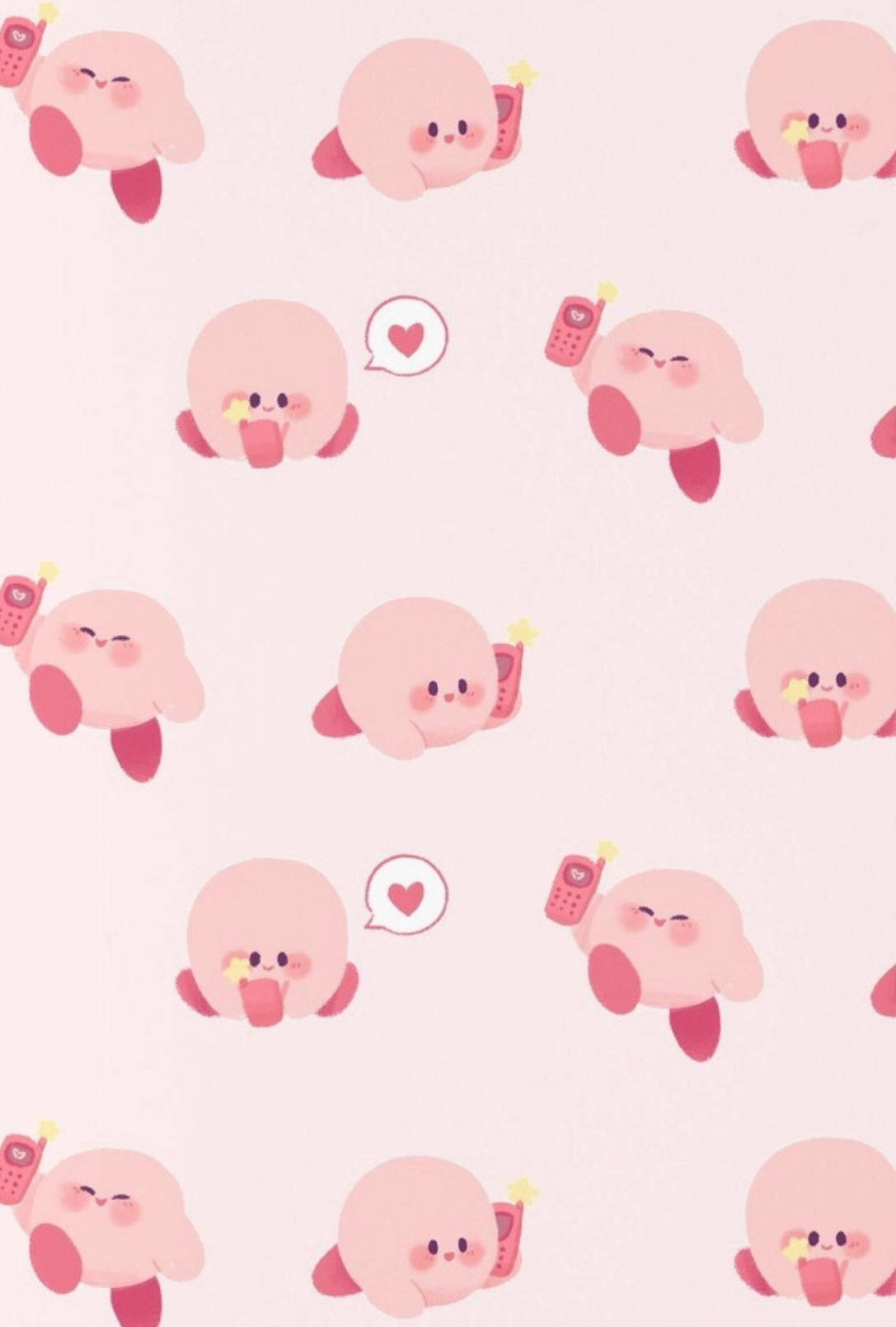 Kirby, pink aesthetic, soft pink background, HD Phone Wallpaper