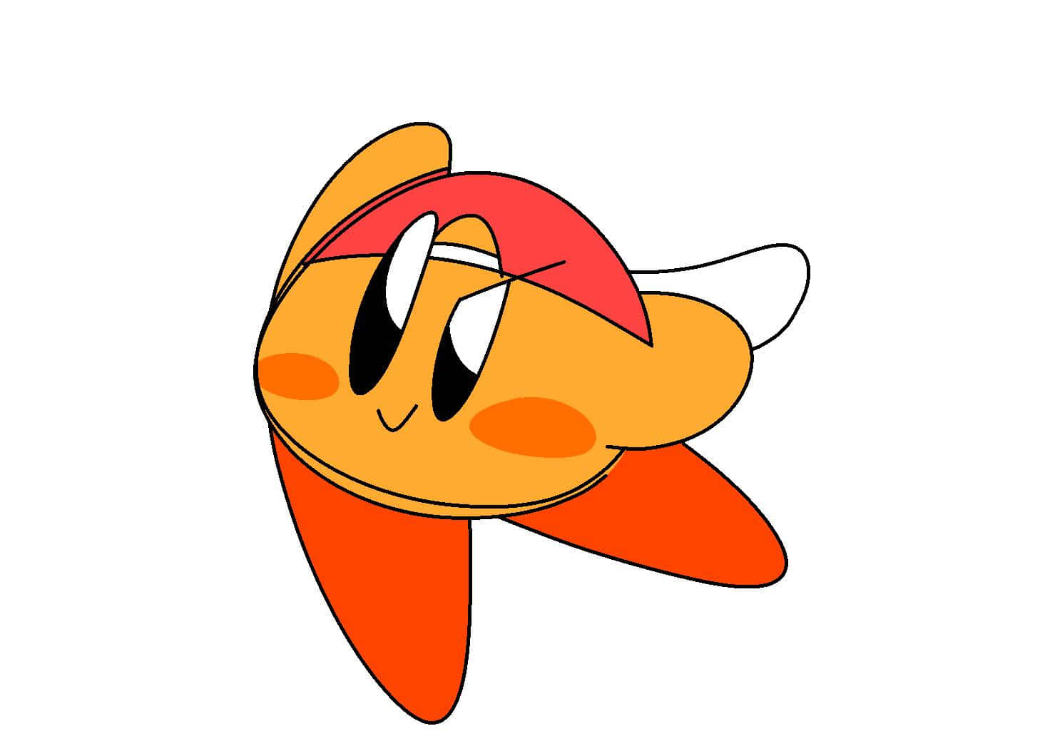 Orange Kirby, red cap, white wings, HD Desktop Wallpaper