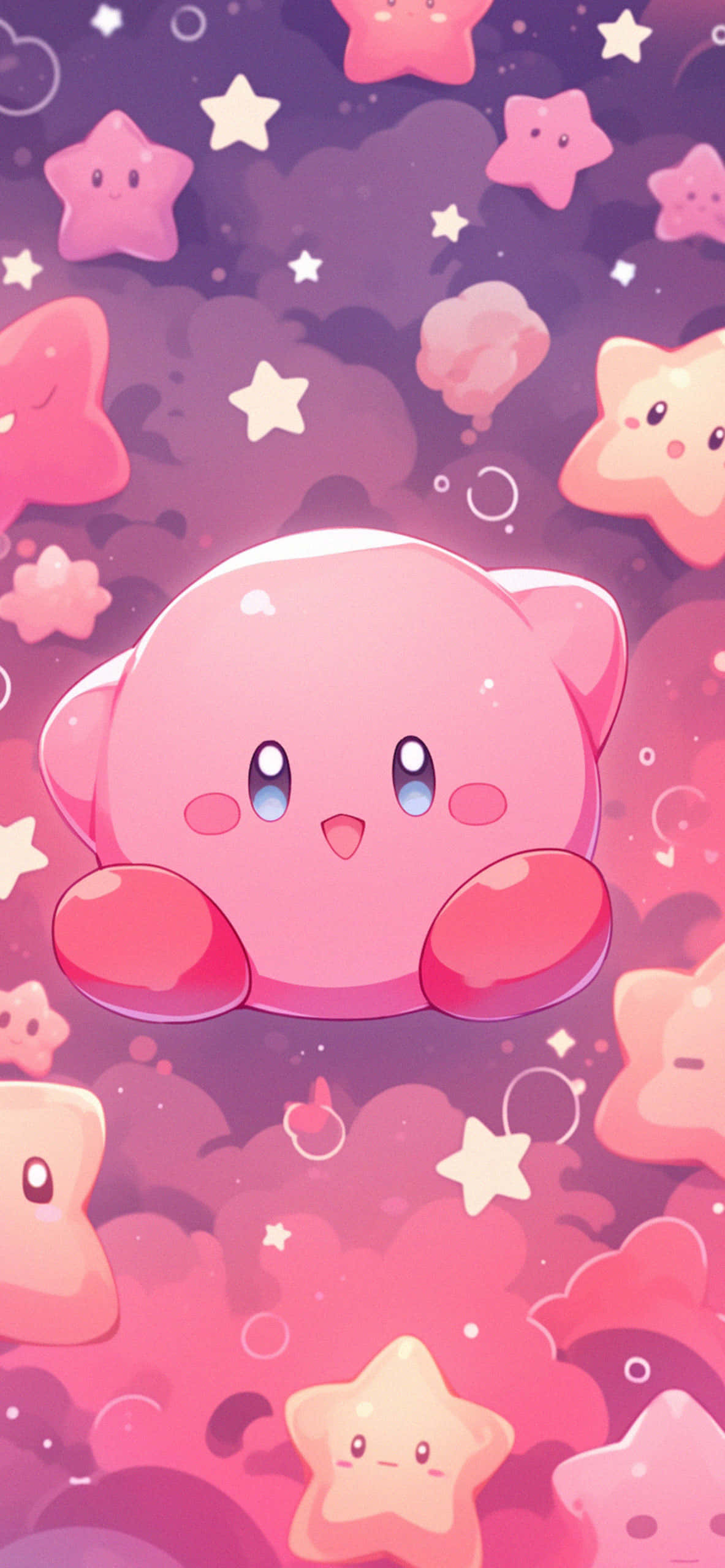 Kirby, pink Kirby, smiling star characters, 2K Phone Wallpaper