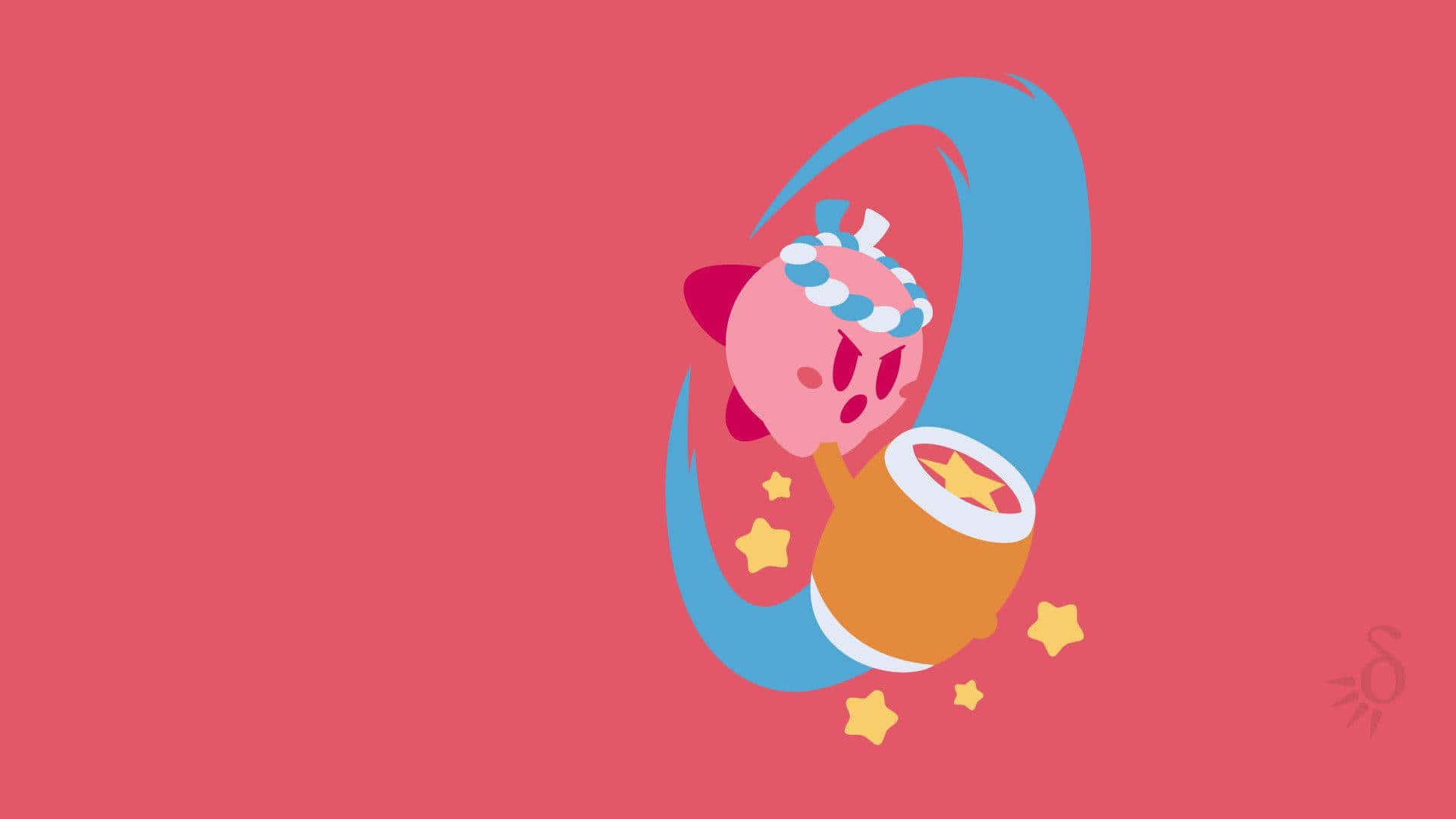 Kirby, crescent moon, pink cartoon character, Full HD Desktop Wallpaper