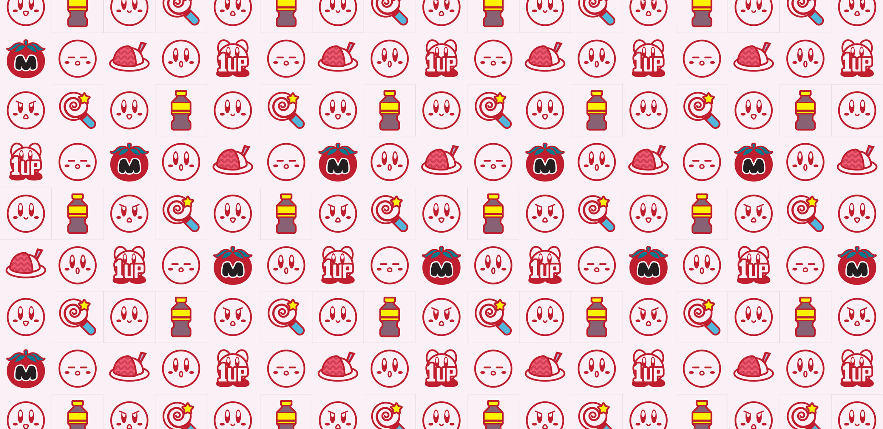 Kirby, red outlined, game icons, 2K Desktop Wallpaper