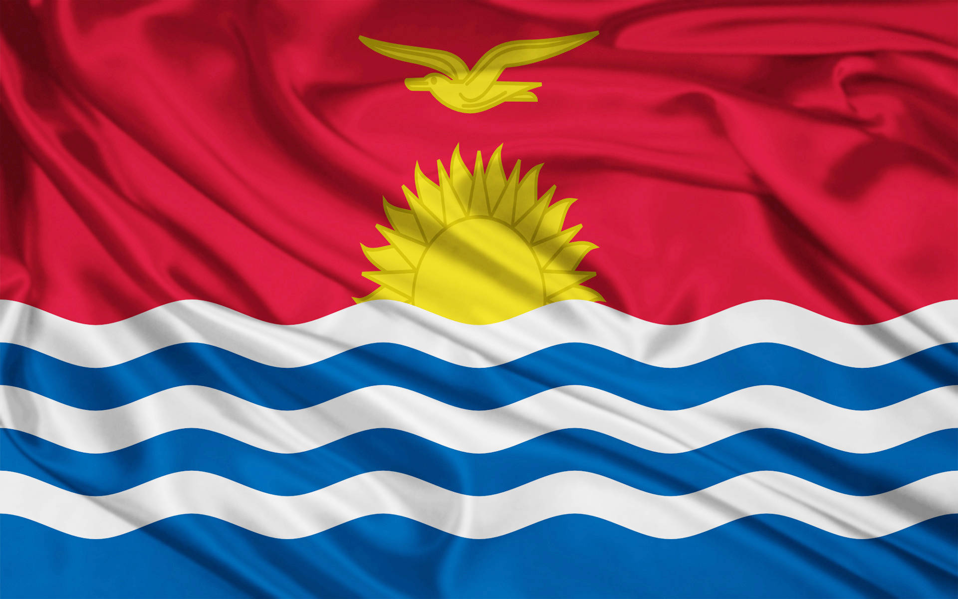 Kiribati, silk flag, red, Full HD Desktop Wallpaper
