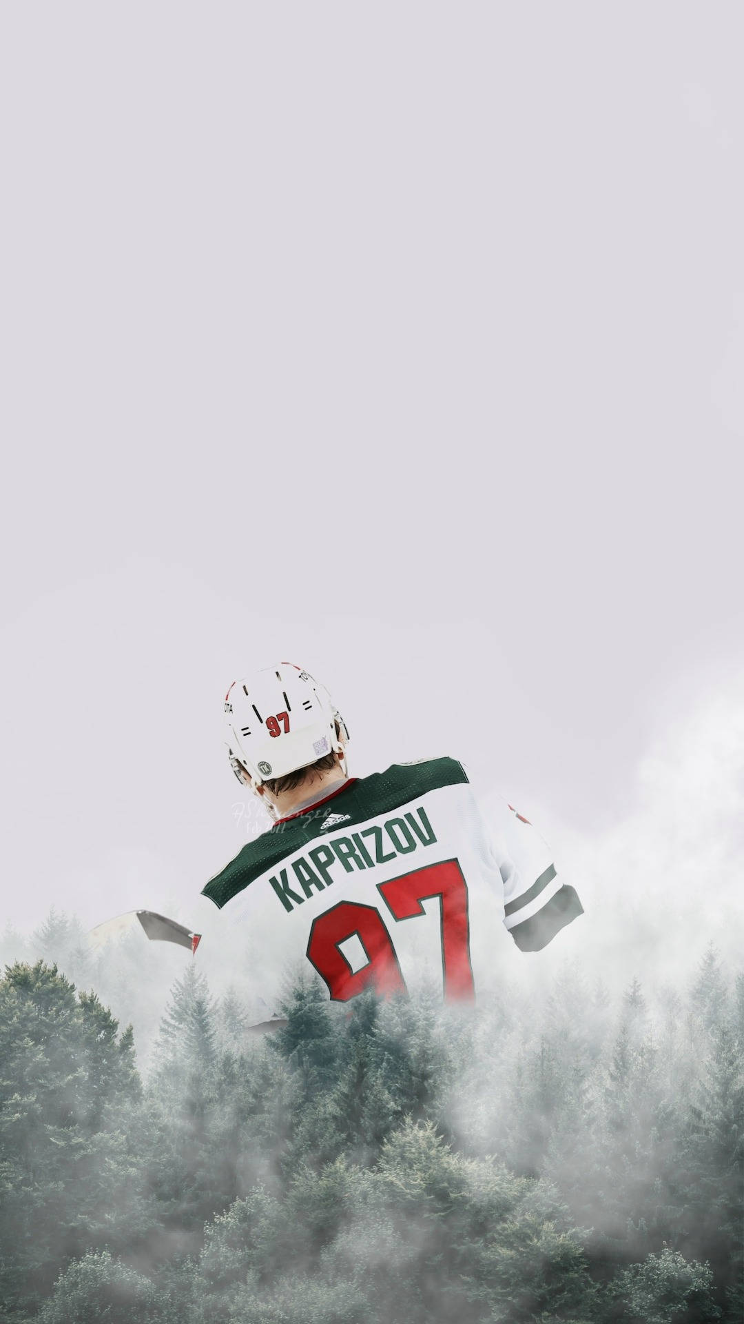 Kirill Kaprizov, white jersey, red number 97, Full HD Phone Wallpaper