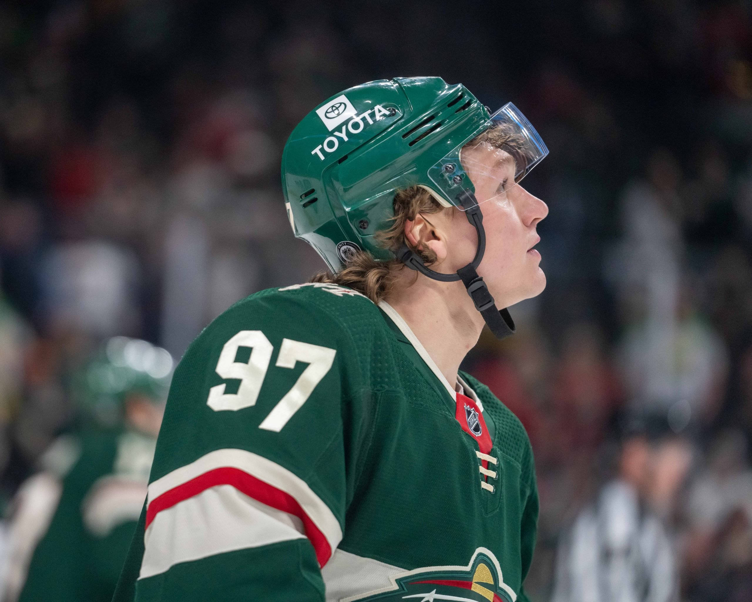Kirill Kaprizov, green jersey, number 97, 2K Desktop Wallpaper