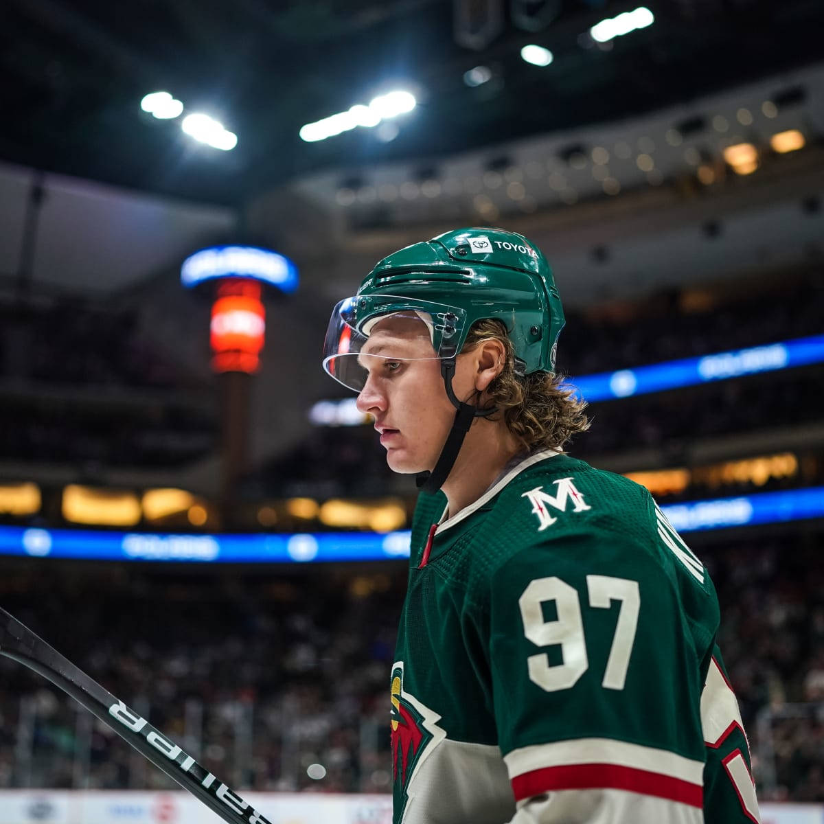 Kirill Kaprizov, green jersey, number 97, SD Desktop Wallpaper
